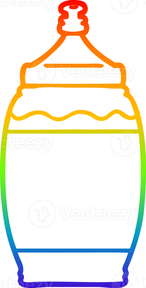 rainbow gradient line drawing of a cartoon ketchup bottle png
