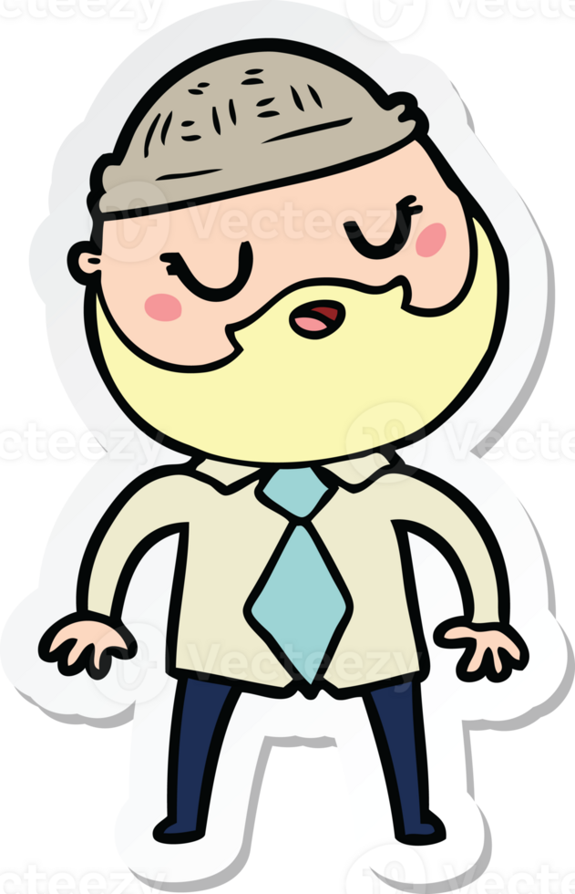 sticker of a cute cartoon man with beard png