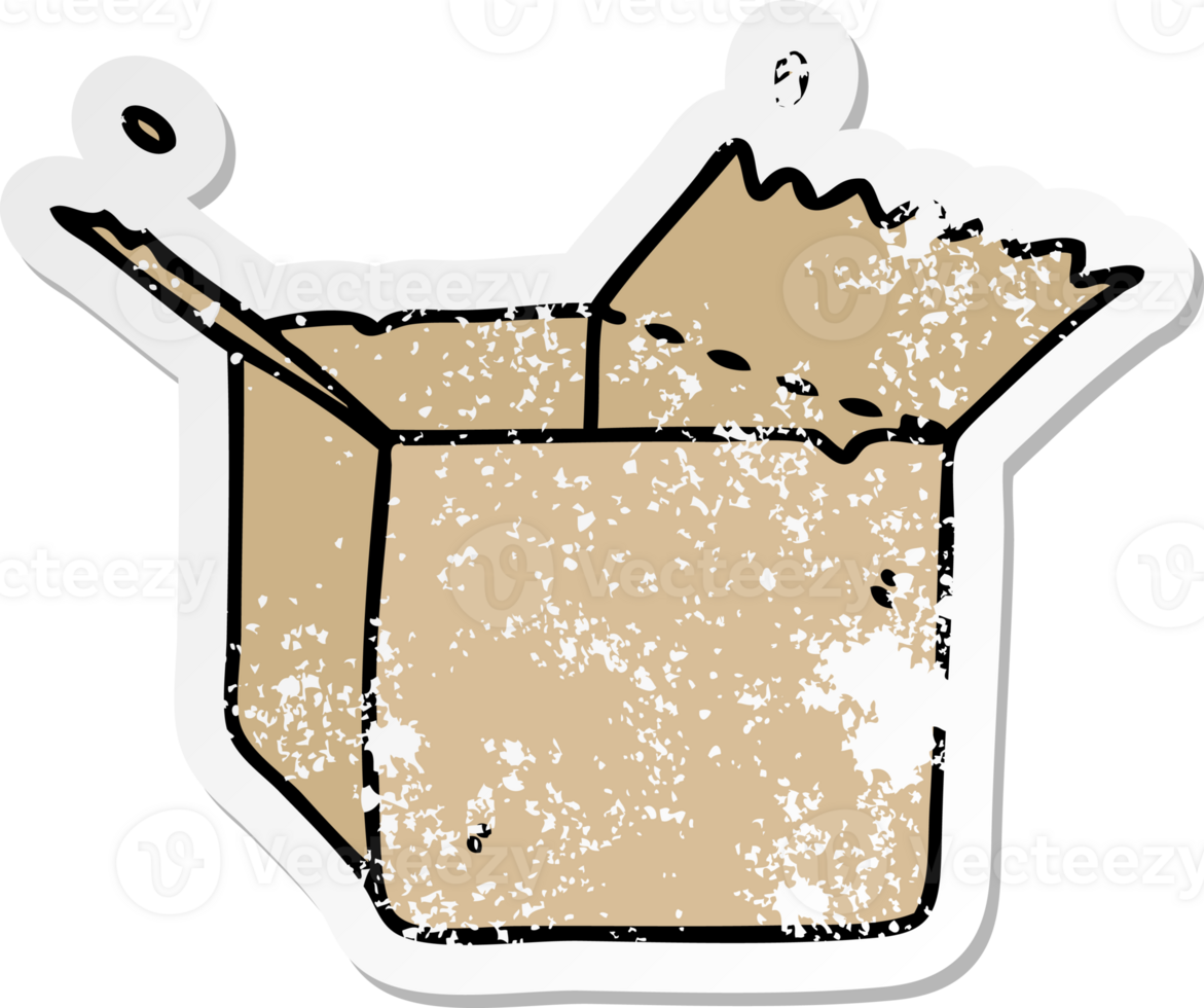 distressed sticker of a quirky hand drawn cartoon open box png