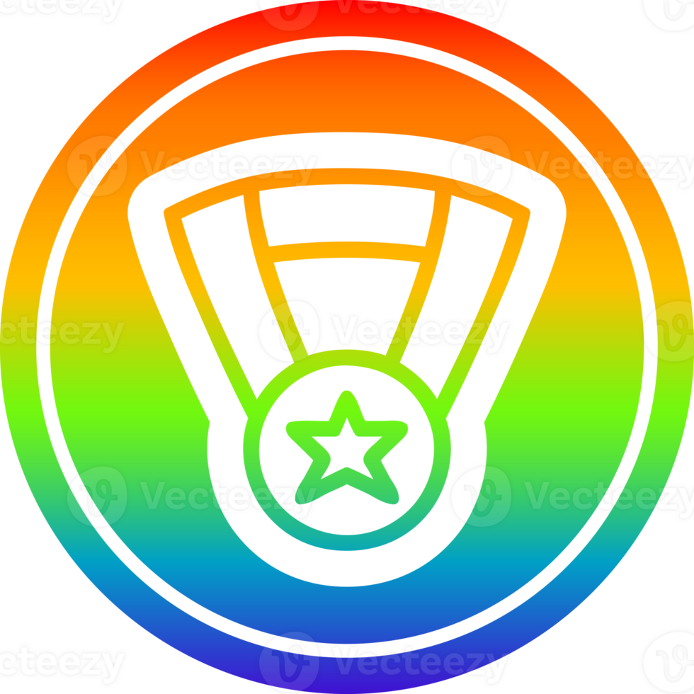 medal award icon with rainbow gradient finish png