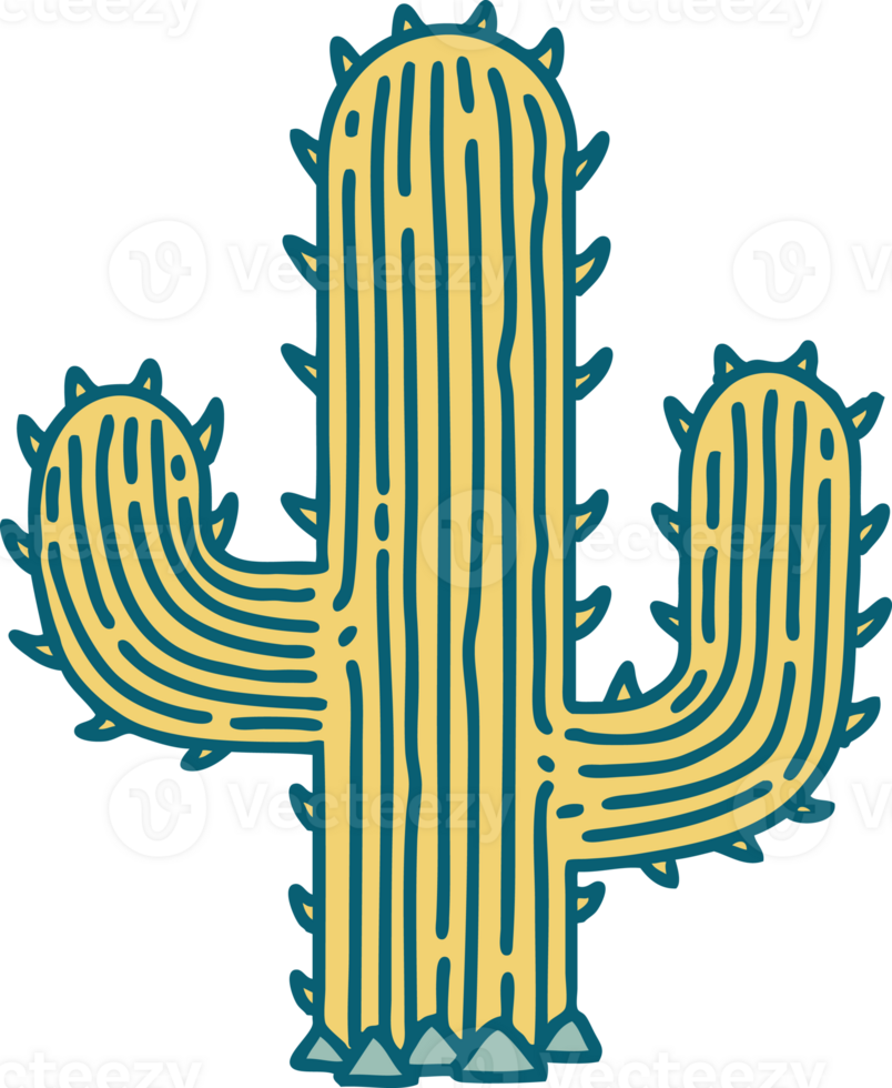iconic tattoo style image of a cactus png