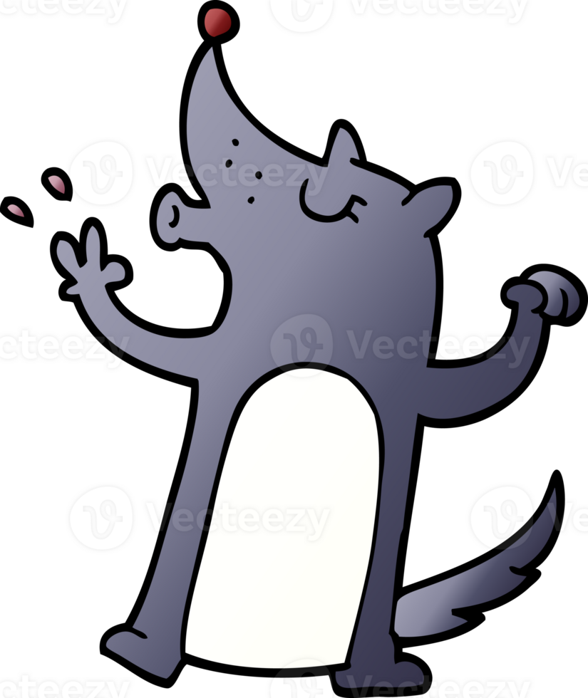 cartoon doodle howling wolf png