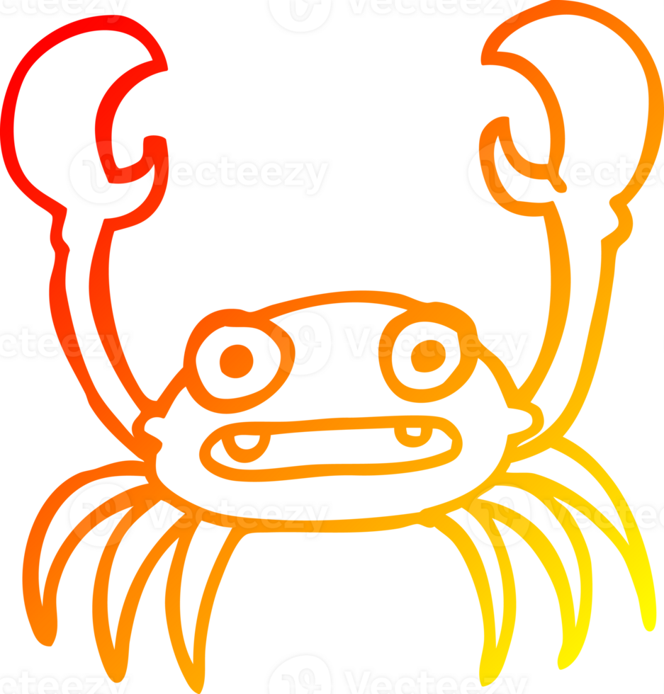 warm gradient line drawing of a cartoon crab png