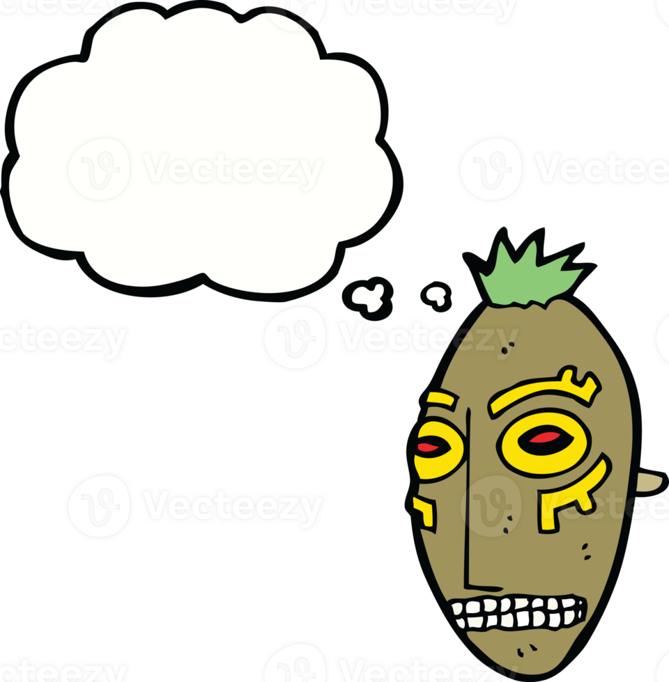 cartoon tribal mask with thought bubble png