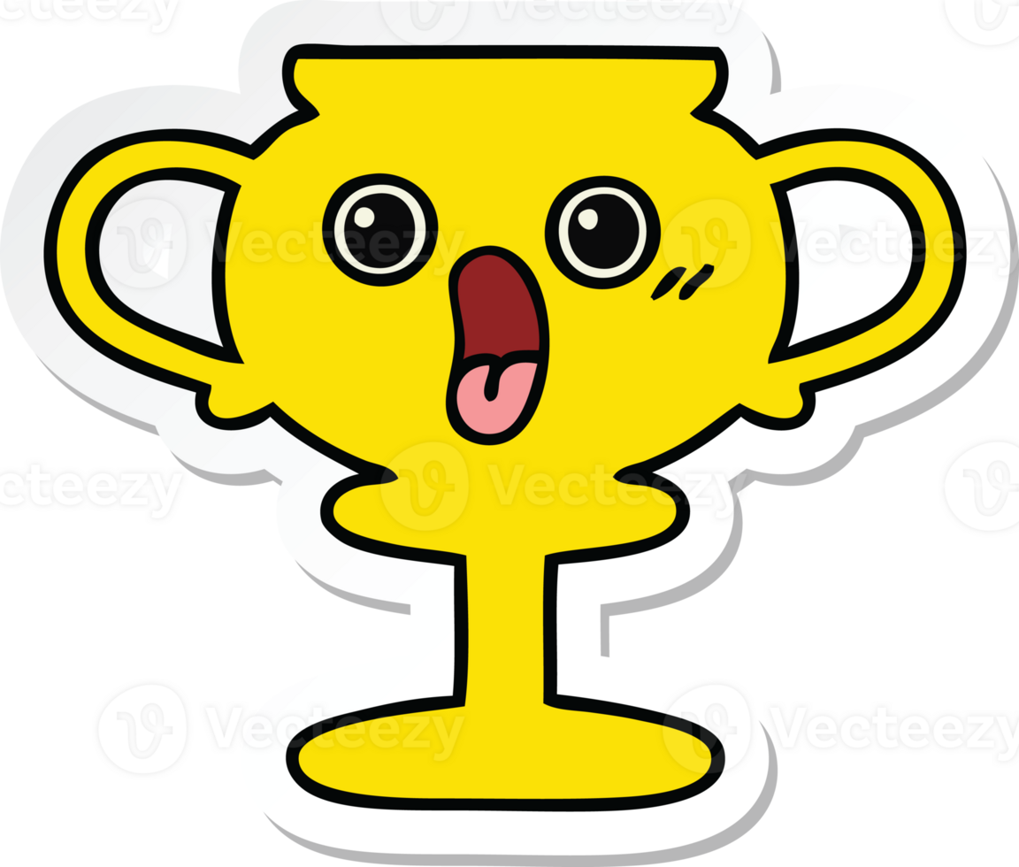 sticker of a cute cartoon trophy png
