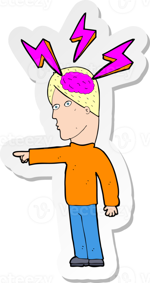 sticker of a cartoon clever man png