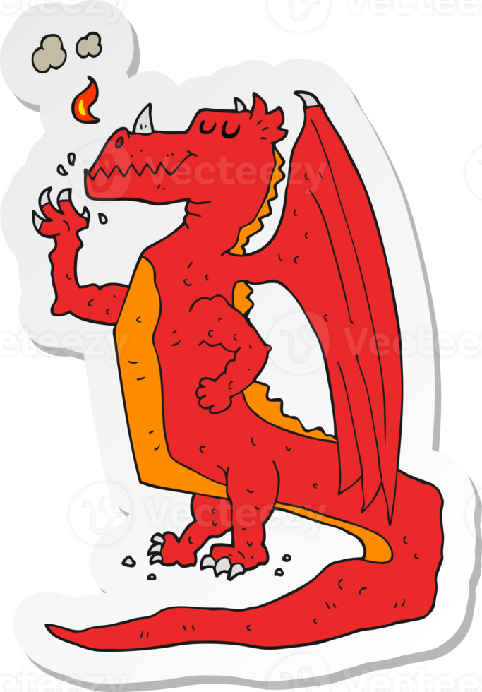 sticker of a cartoon happy dragon png