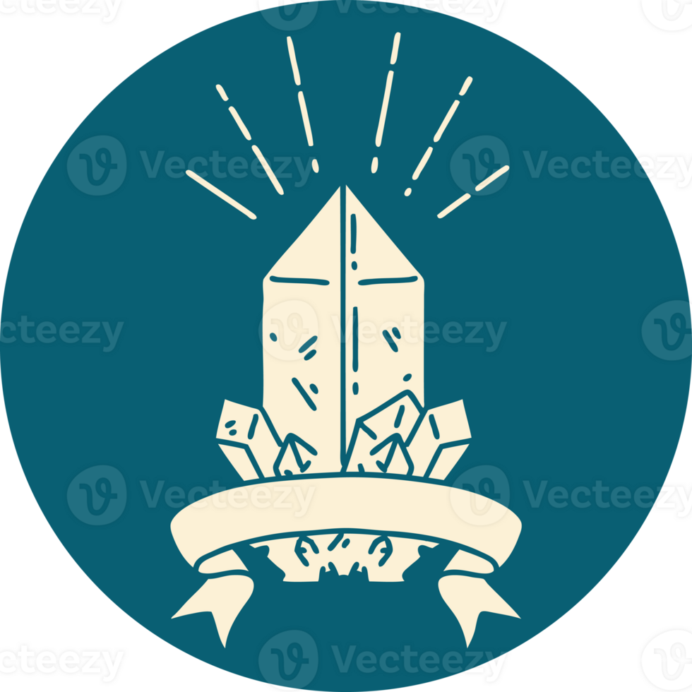 icon of a tattoo style quartz crystal png