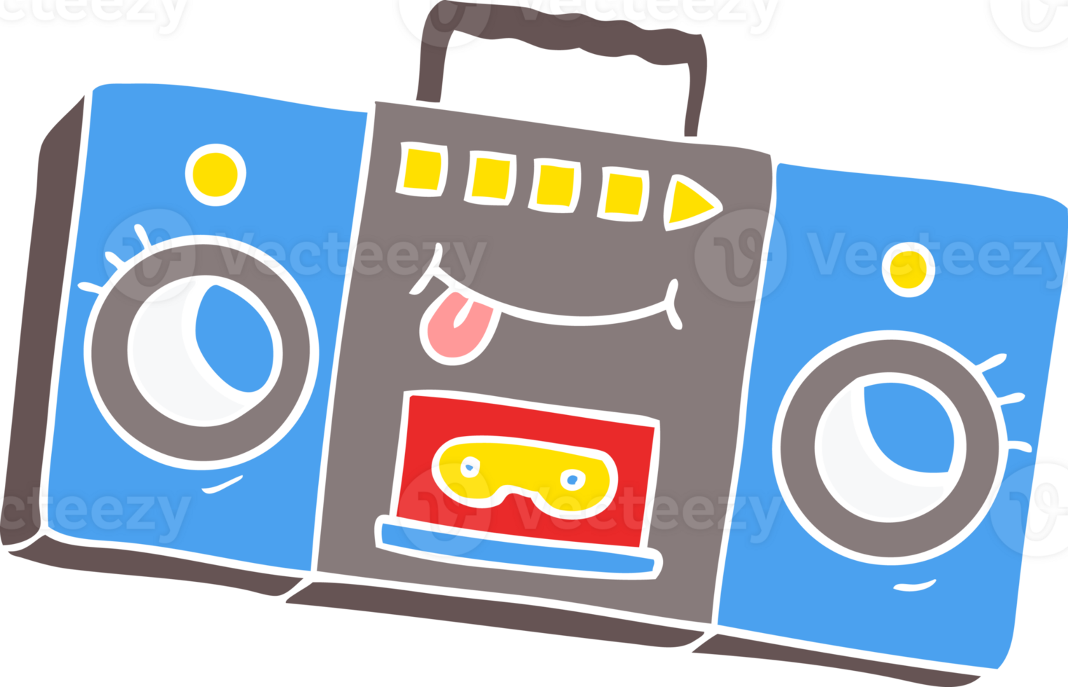 flat color style cartoon retro cassette tape player png