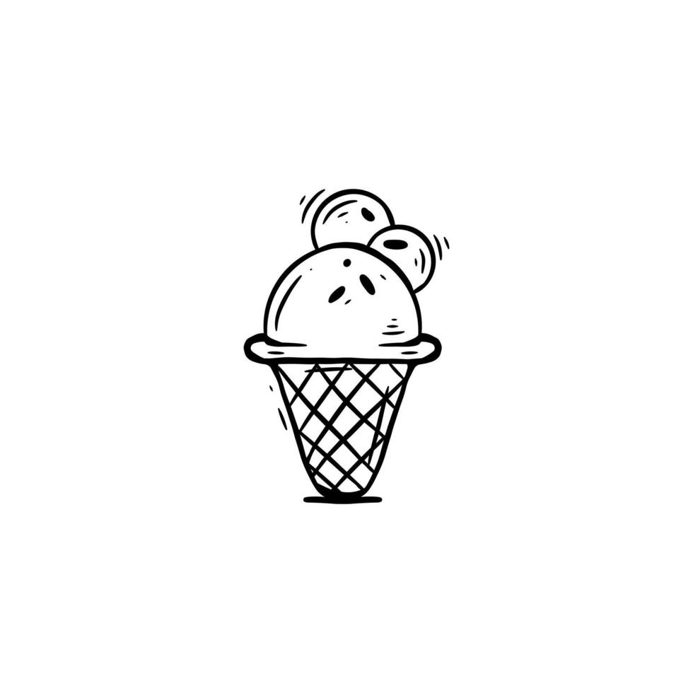 Hand draw ice cream line illustration vector