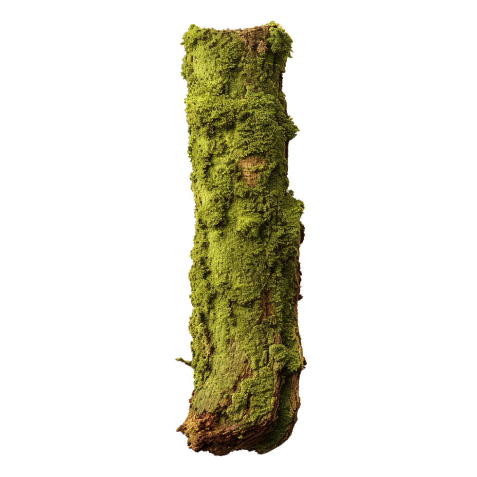 AI generated Green moss on rotten bark tree clip art png