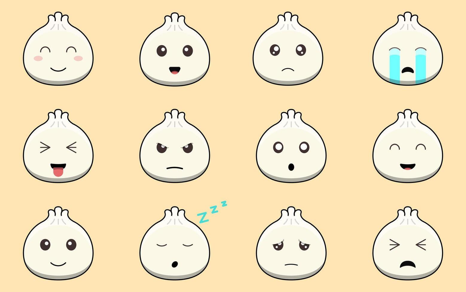 gratis conjunto de linda dimsum emojis vector