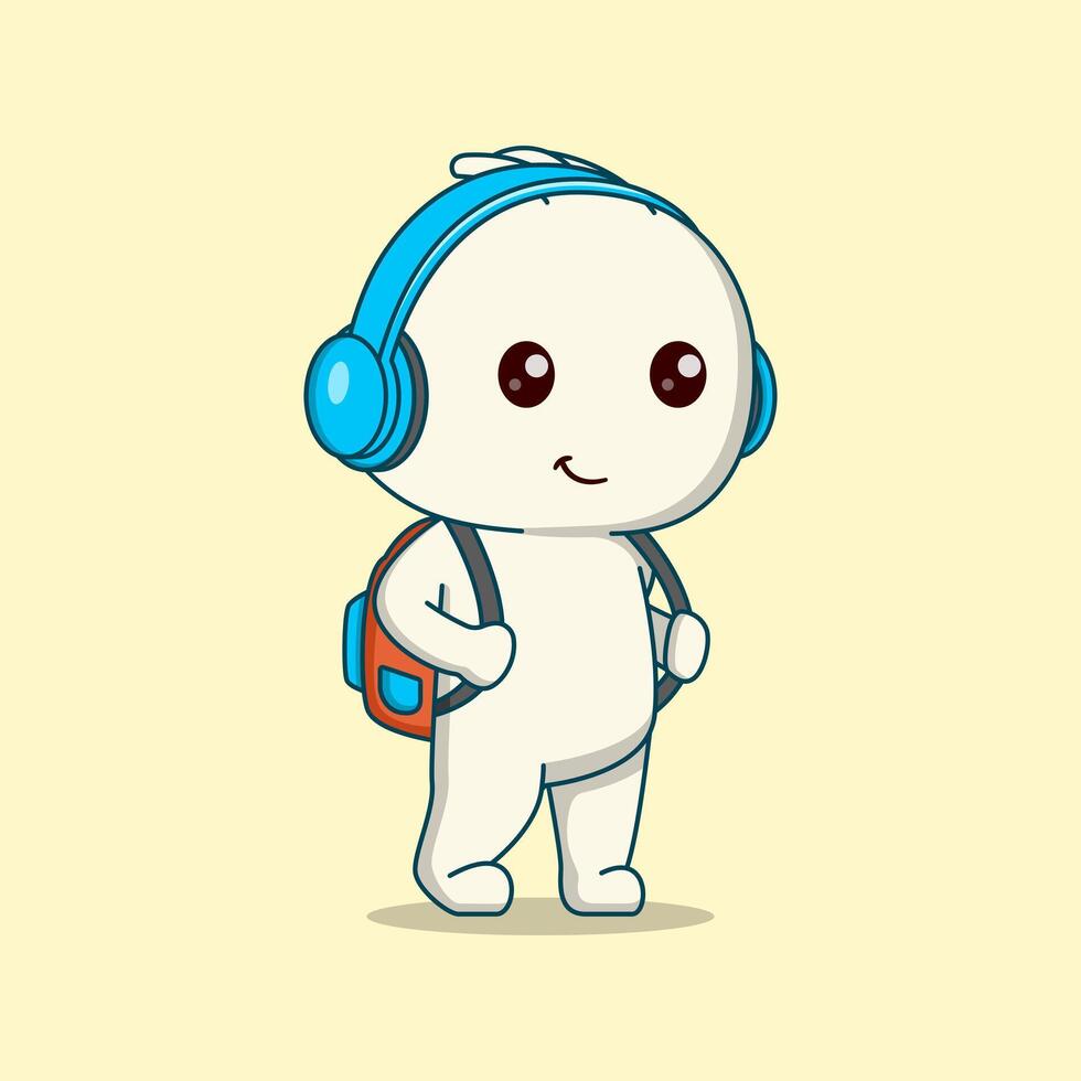 Free cute dimsum mascot wearing backpack. Vector, cartoon, illustration. vector