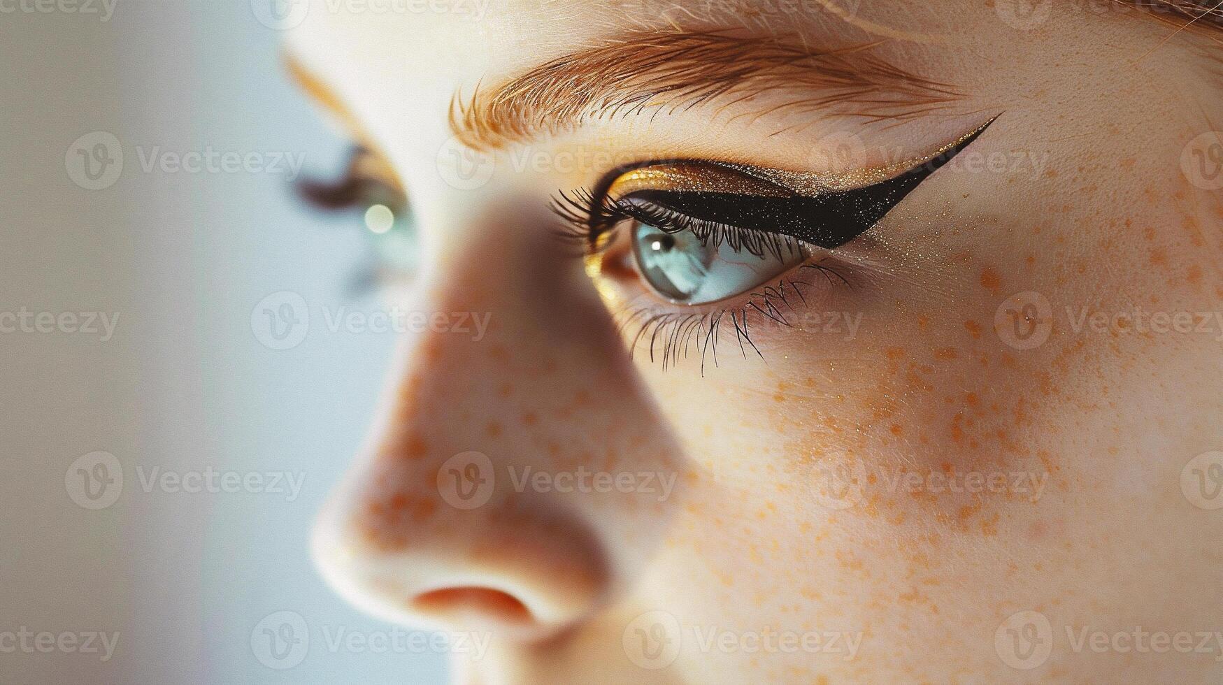 AI generated Close up of beautiful woman's eye with bright make-up. photo