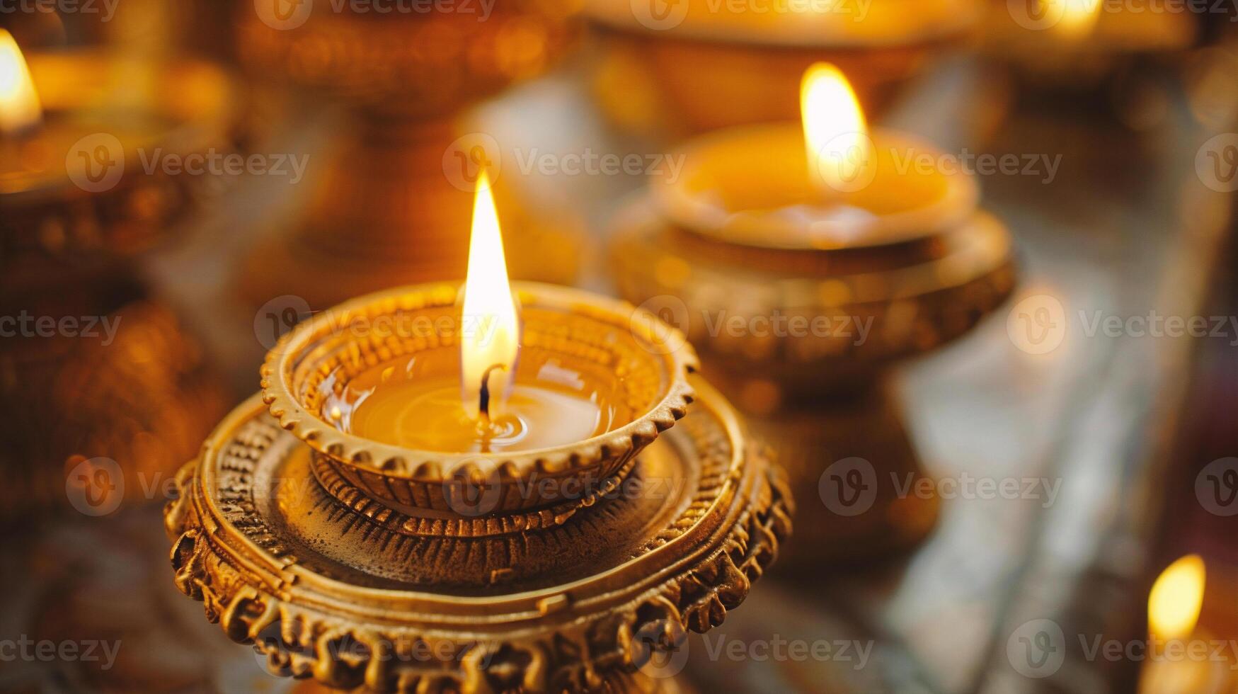 AI generated Candle light in a Buddhist temple photo