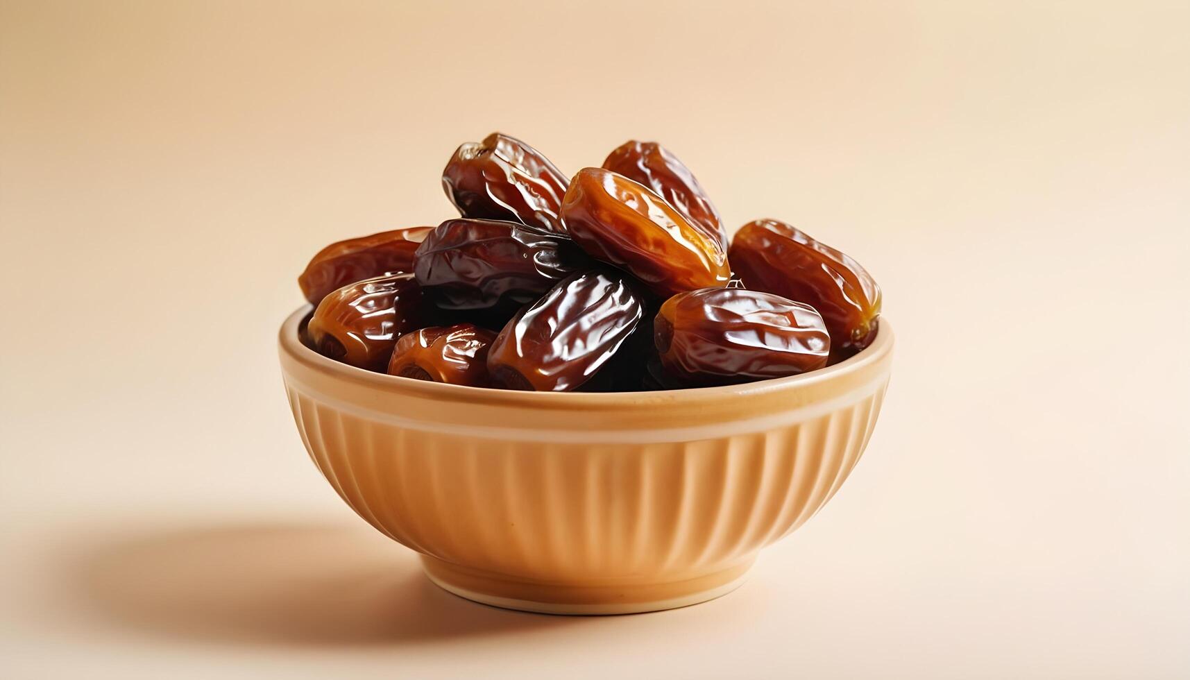 AI generated Dates in a Golden bowl on a white background photo