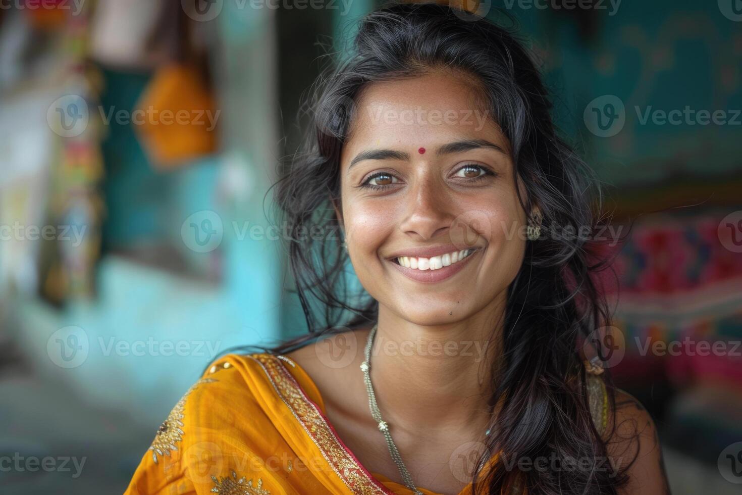 AI generated emotional portrait of happy Indian woman. ai generated photo