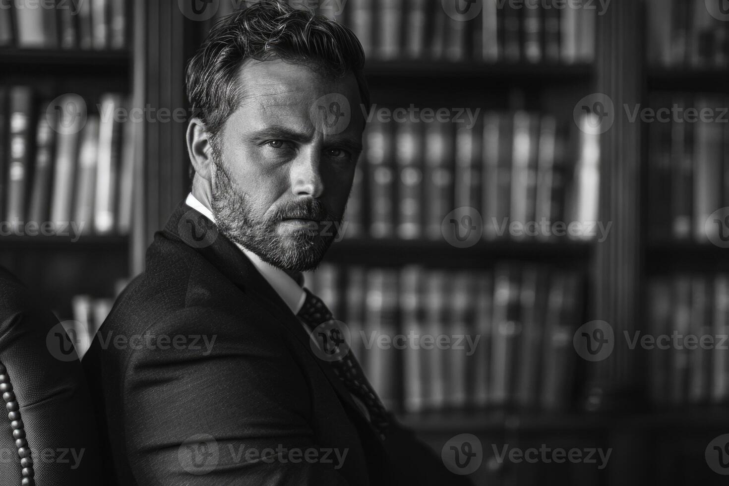 AI generated male lawyer in cabinet or library. ai generated photo