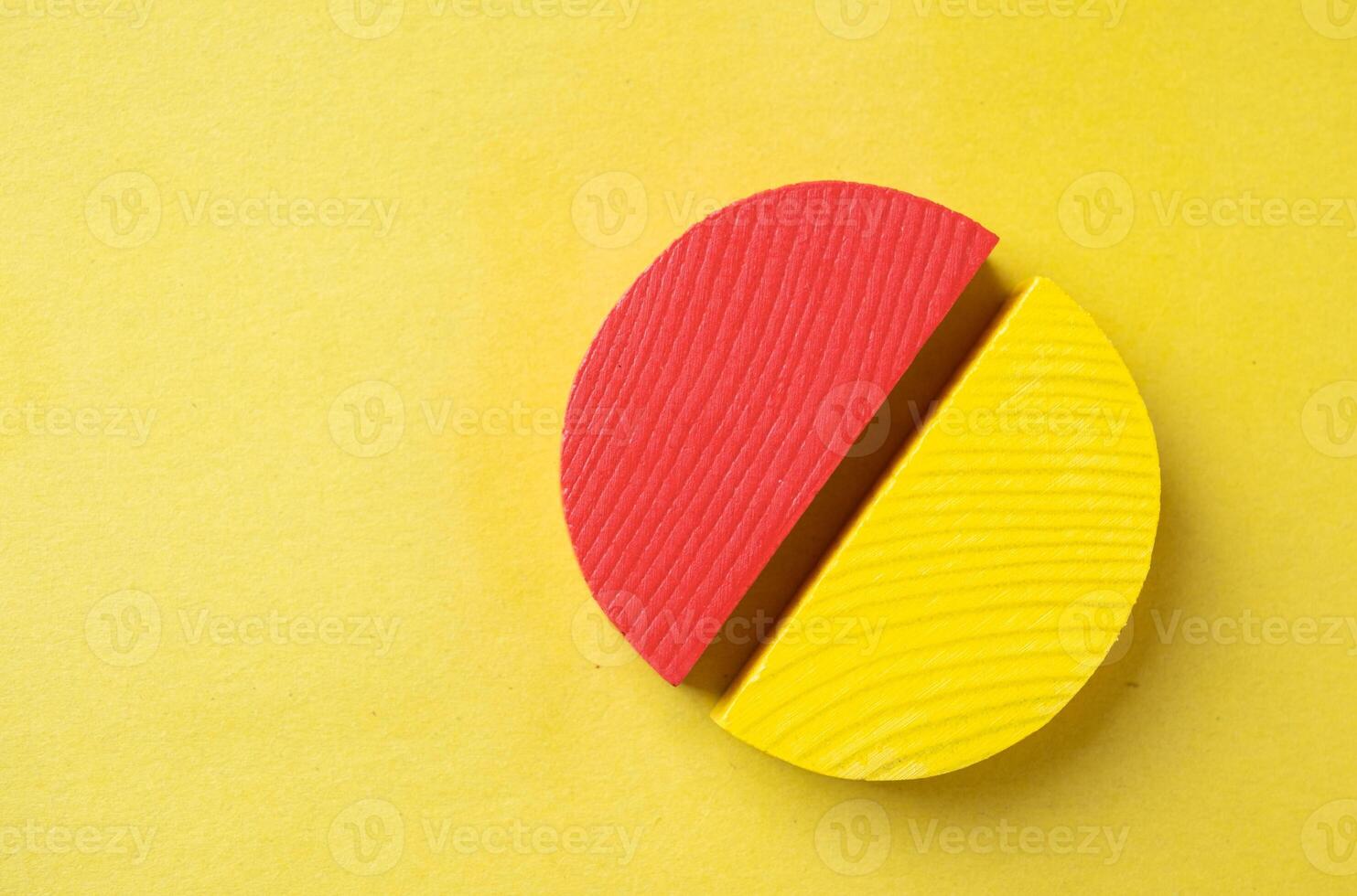 Colorful wooden pie chart pieces photo