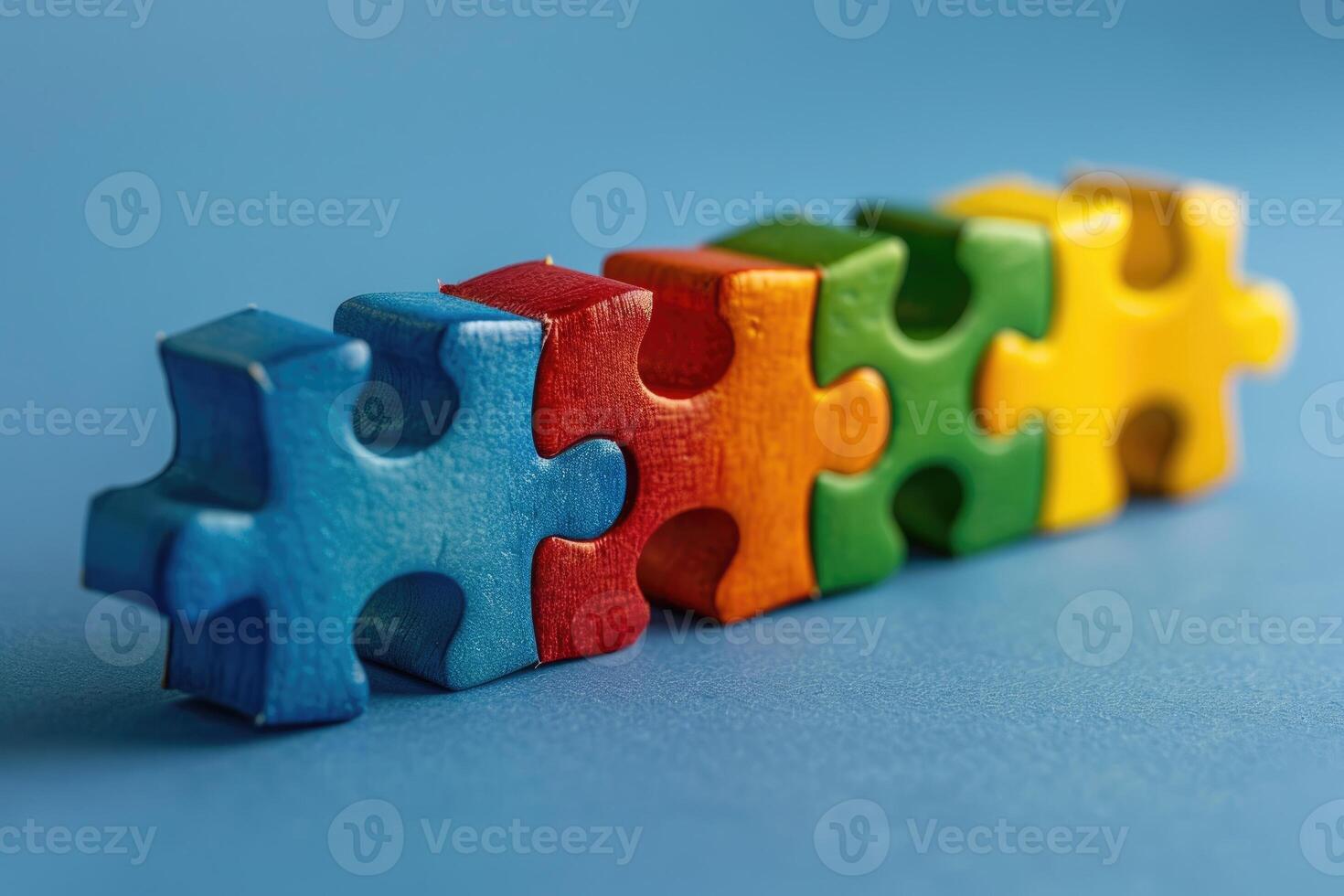 AI generated Pieces of a colorful puzzle on blue. ai generated photo