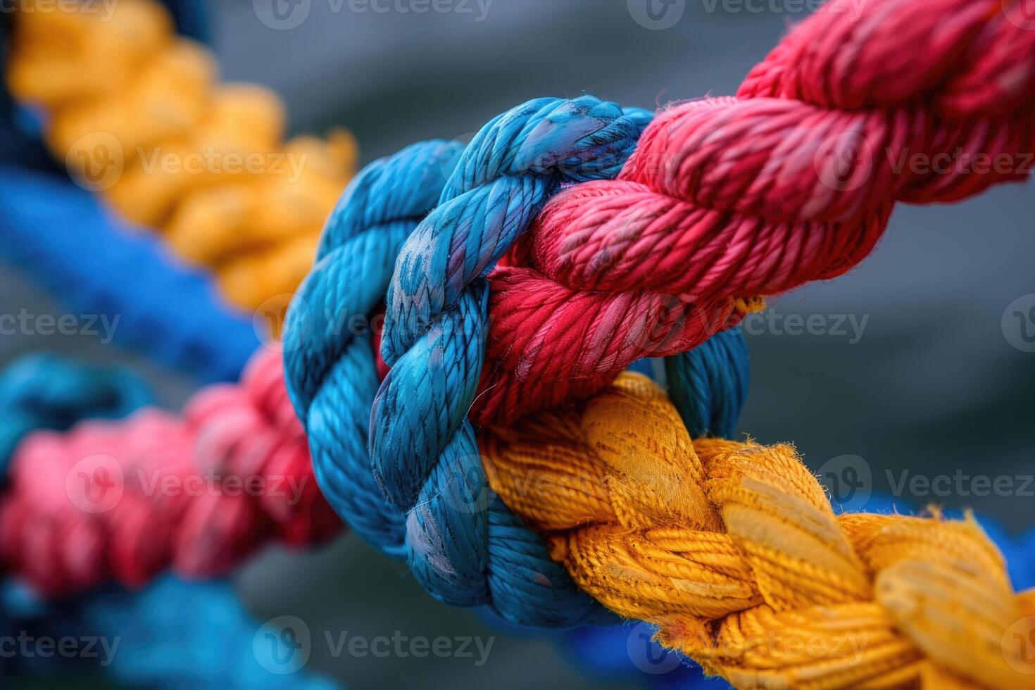 AI generated diverse ropes connected together as symbol for cooperation and working collaboration. ai generated photo