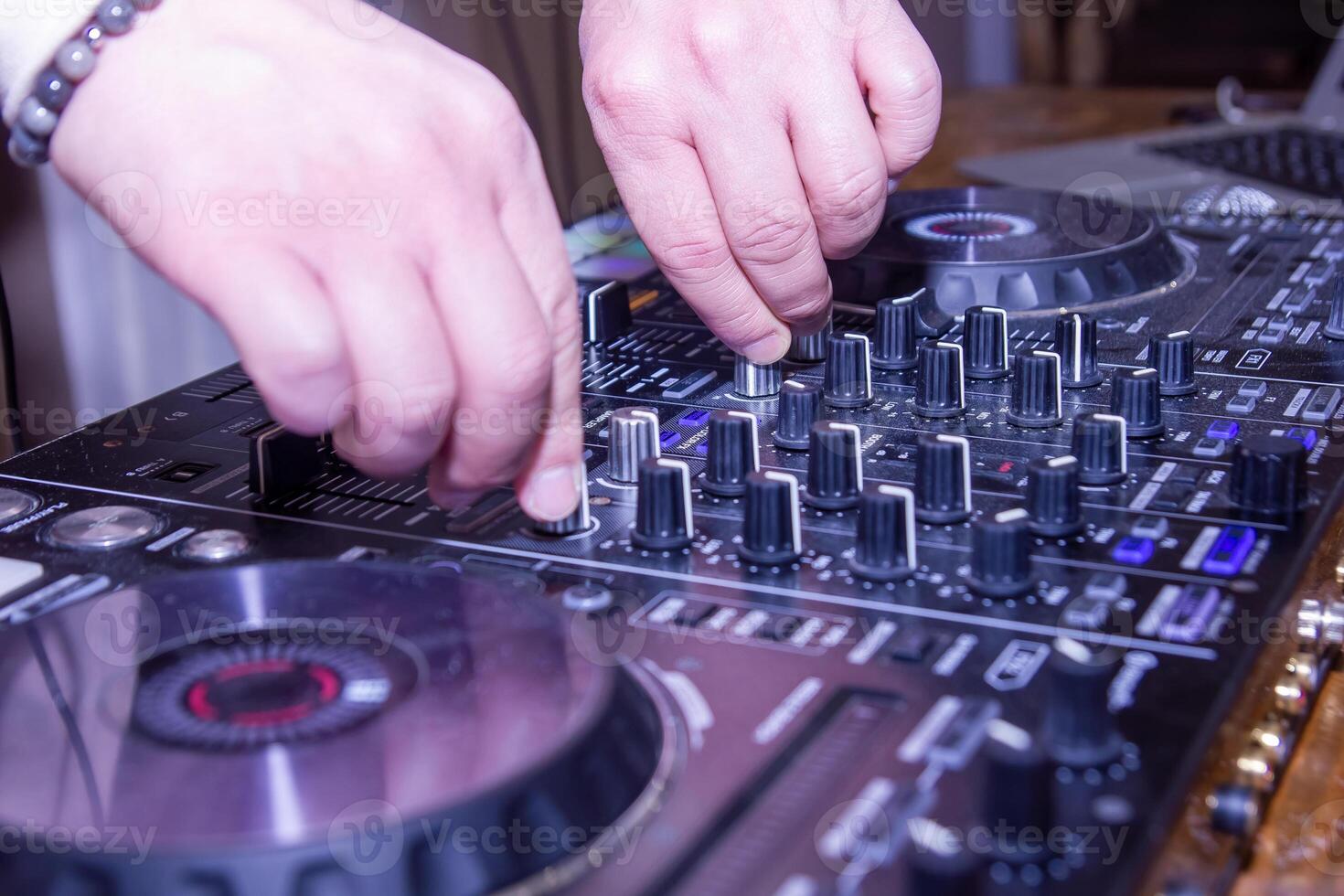 close up of a dj mixer, dj control panel photo