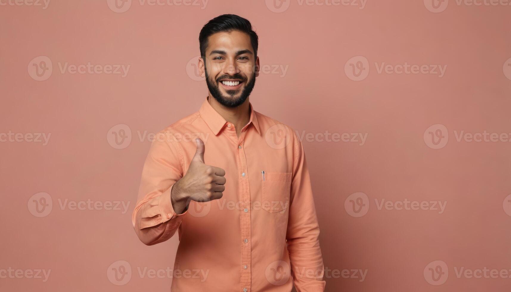 AI Generated Content Man Giving Single Thumbs Up photo