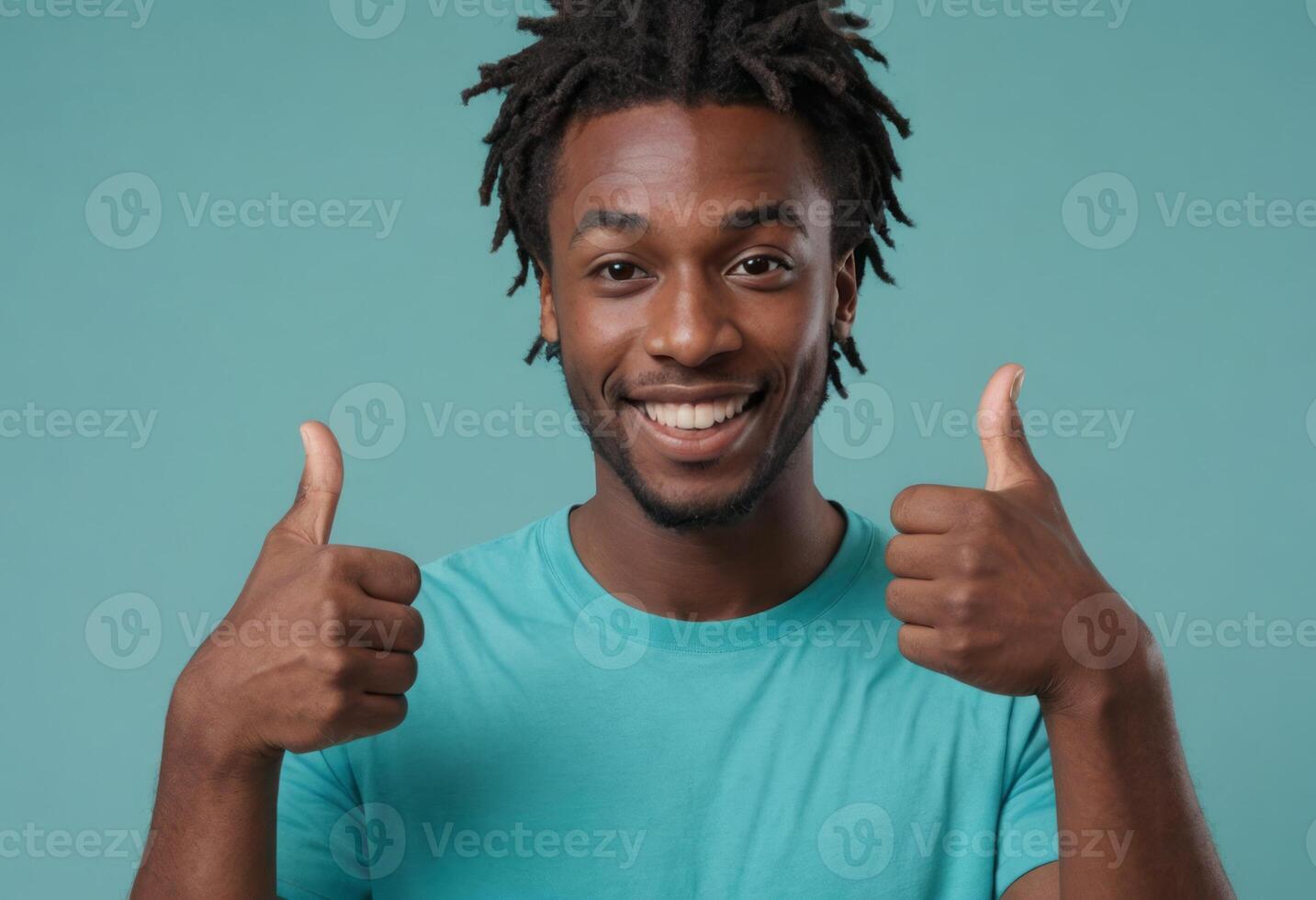 AI Generated Exuberant Man Giving Double Thumbs Up photo