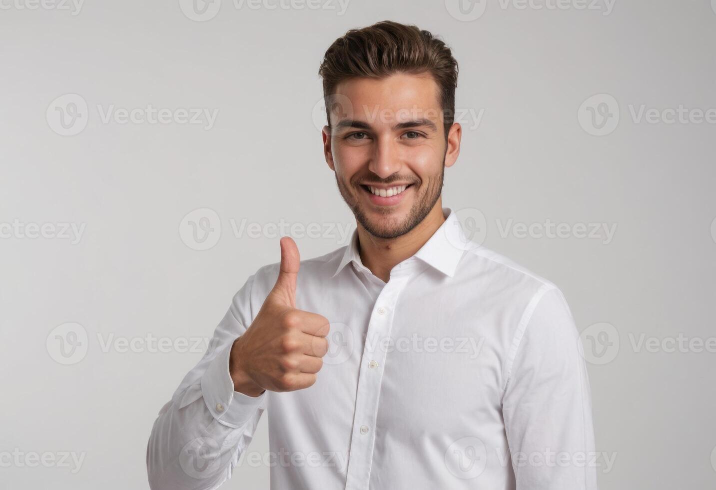 AI Generated Cheerful Man with Thumbs Up photo