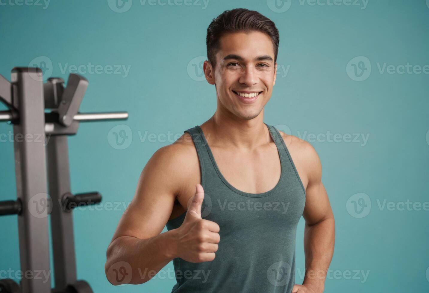 AI Generated Smiling Man in Gym Wear photo