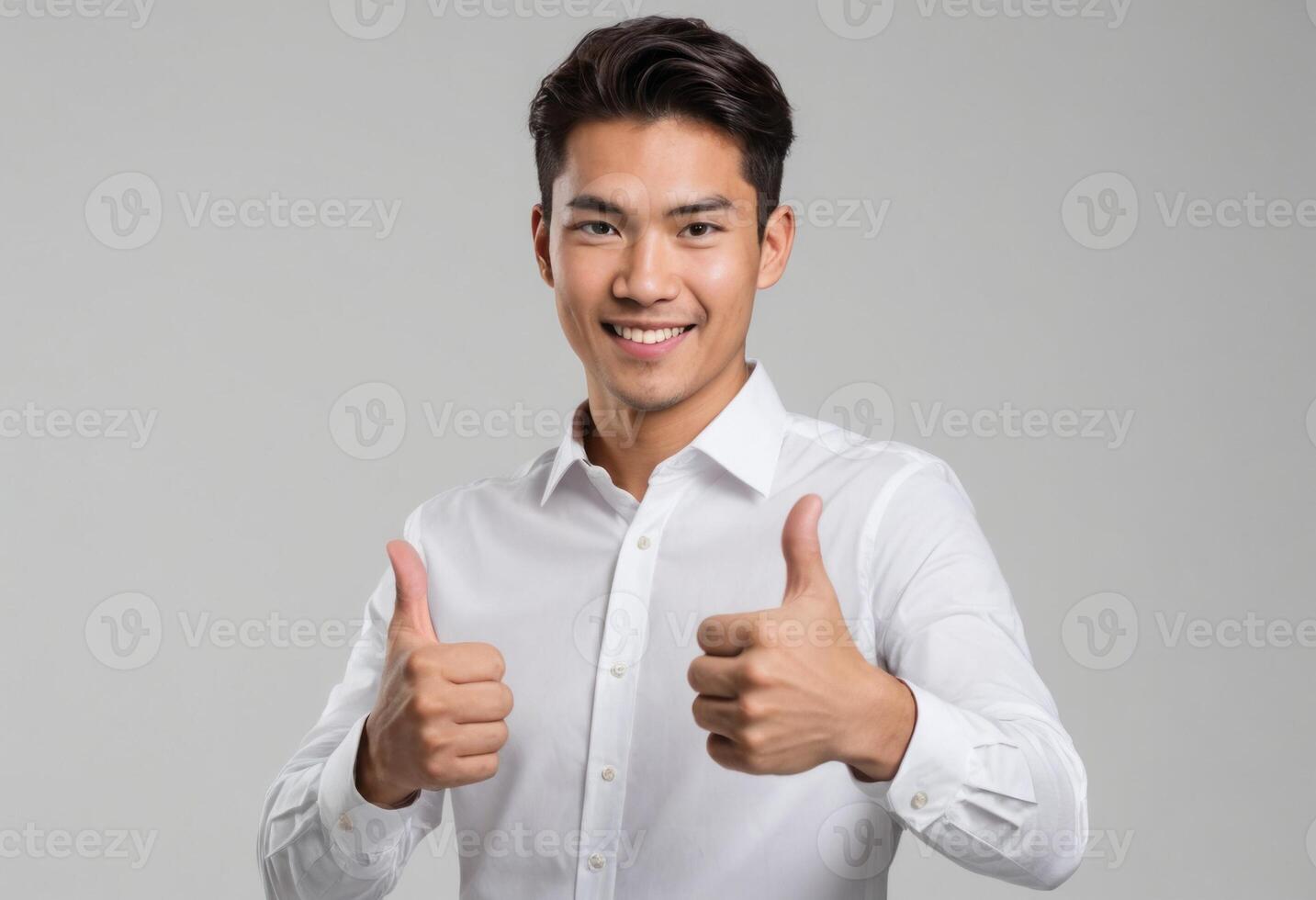 AI Generated Confident Man Double Thumbs Up photo