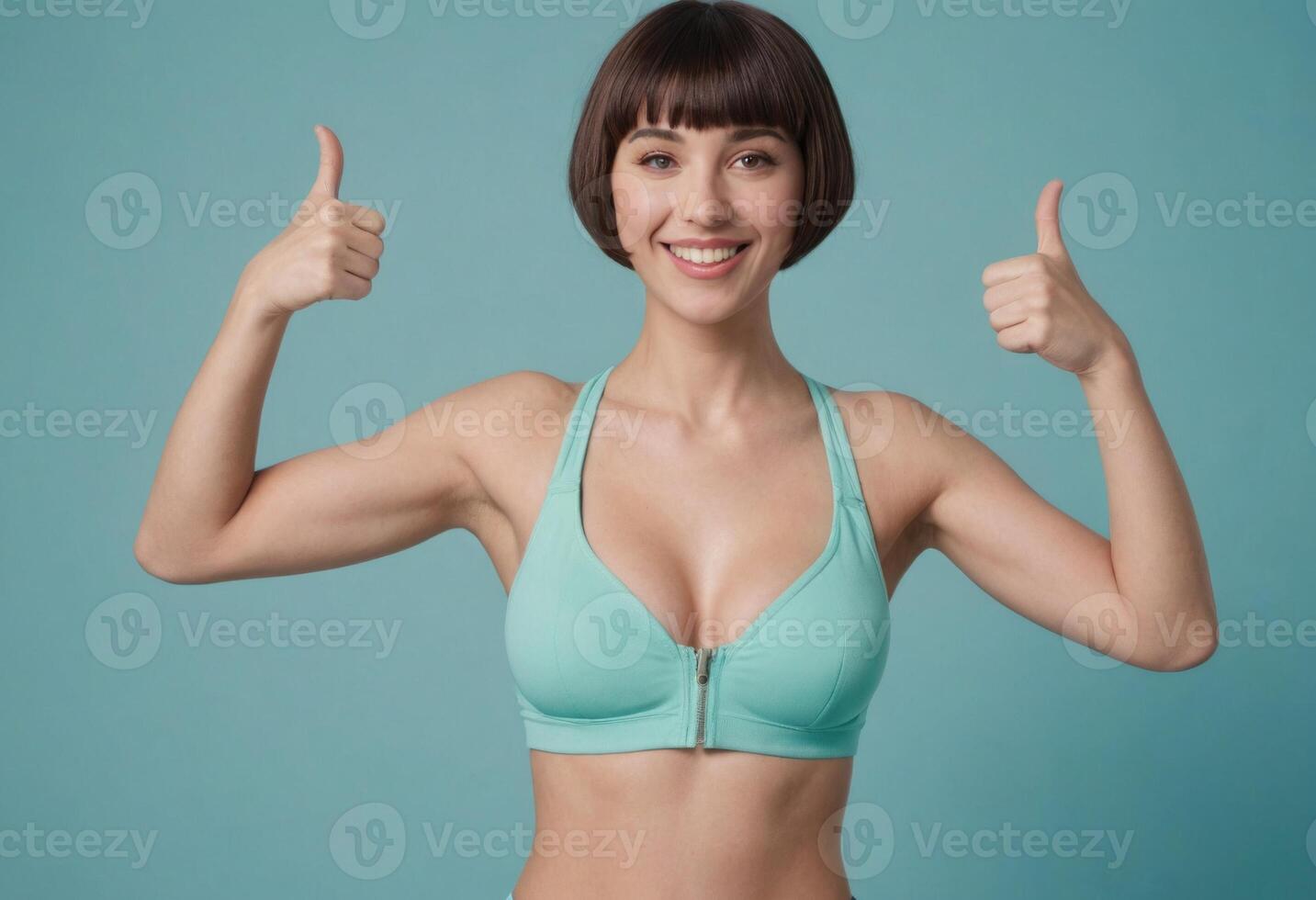 AI Generated Fit Woman with Positive Gesture photo