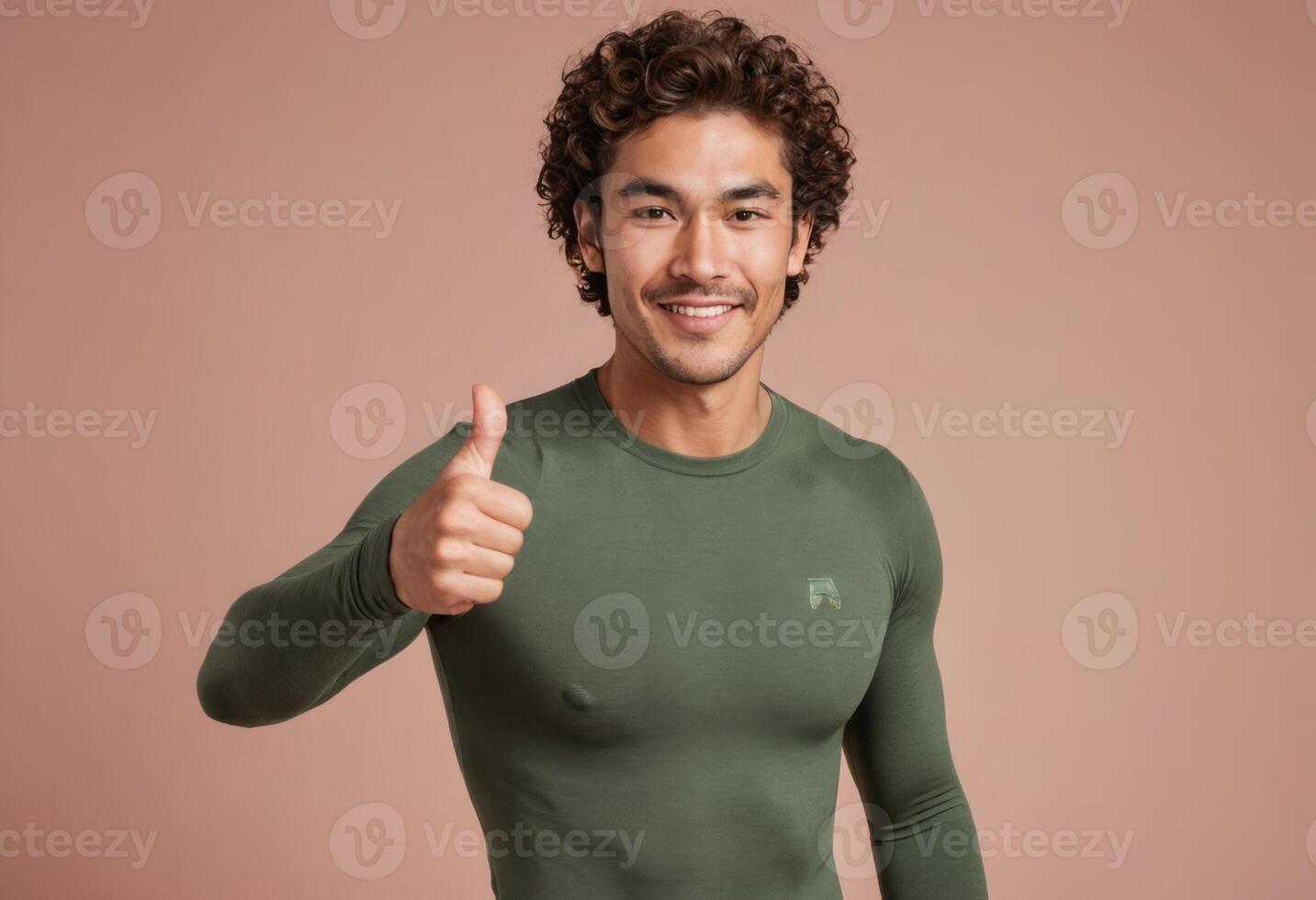 AI Generated Friendly Man with Confident Thumbs Up photo