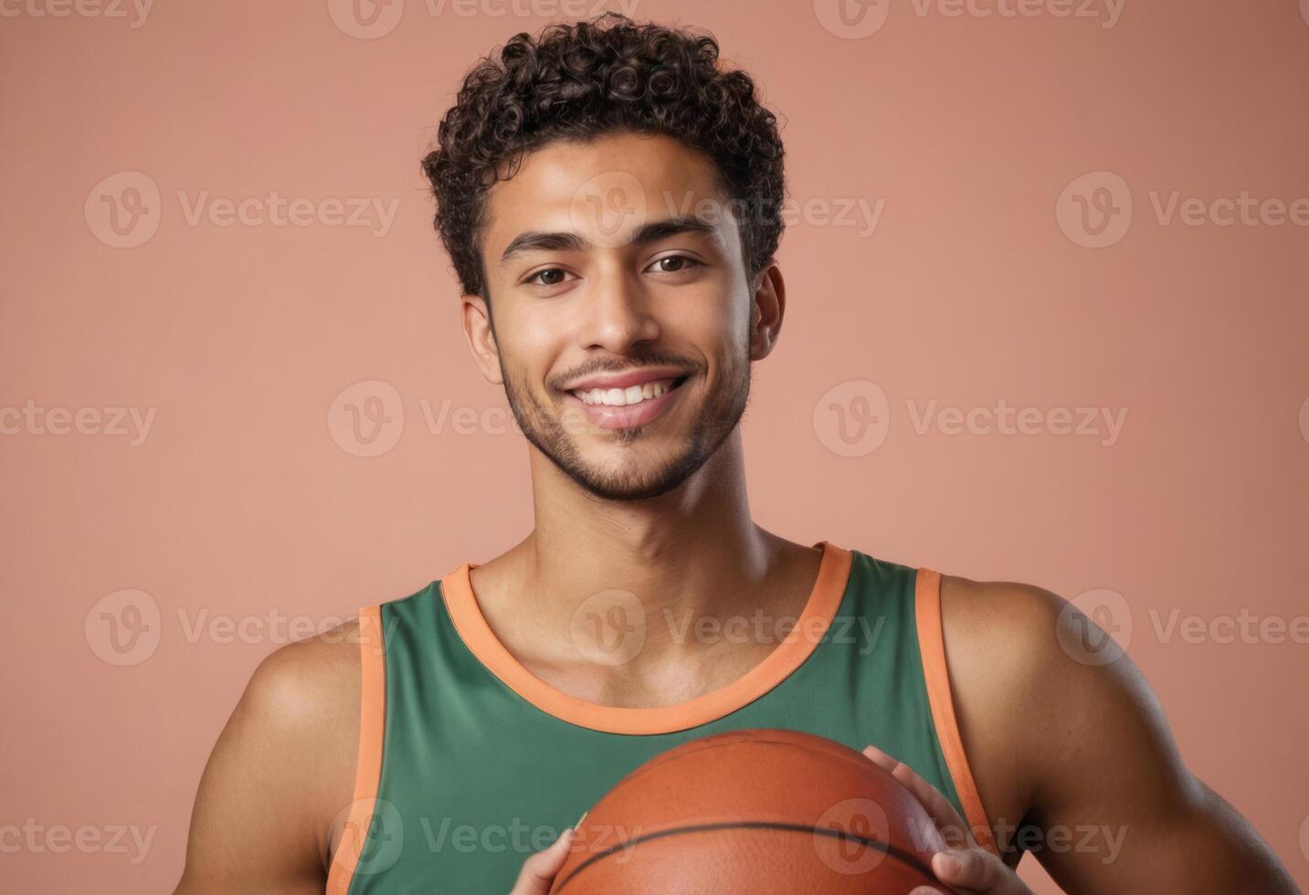 AI Generated Basketball Player with a Bright Smile photo