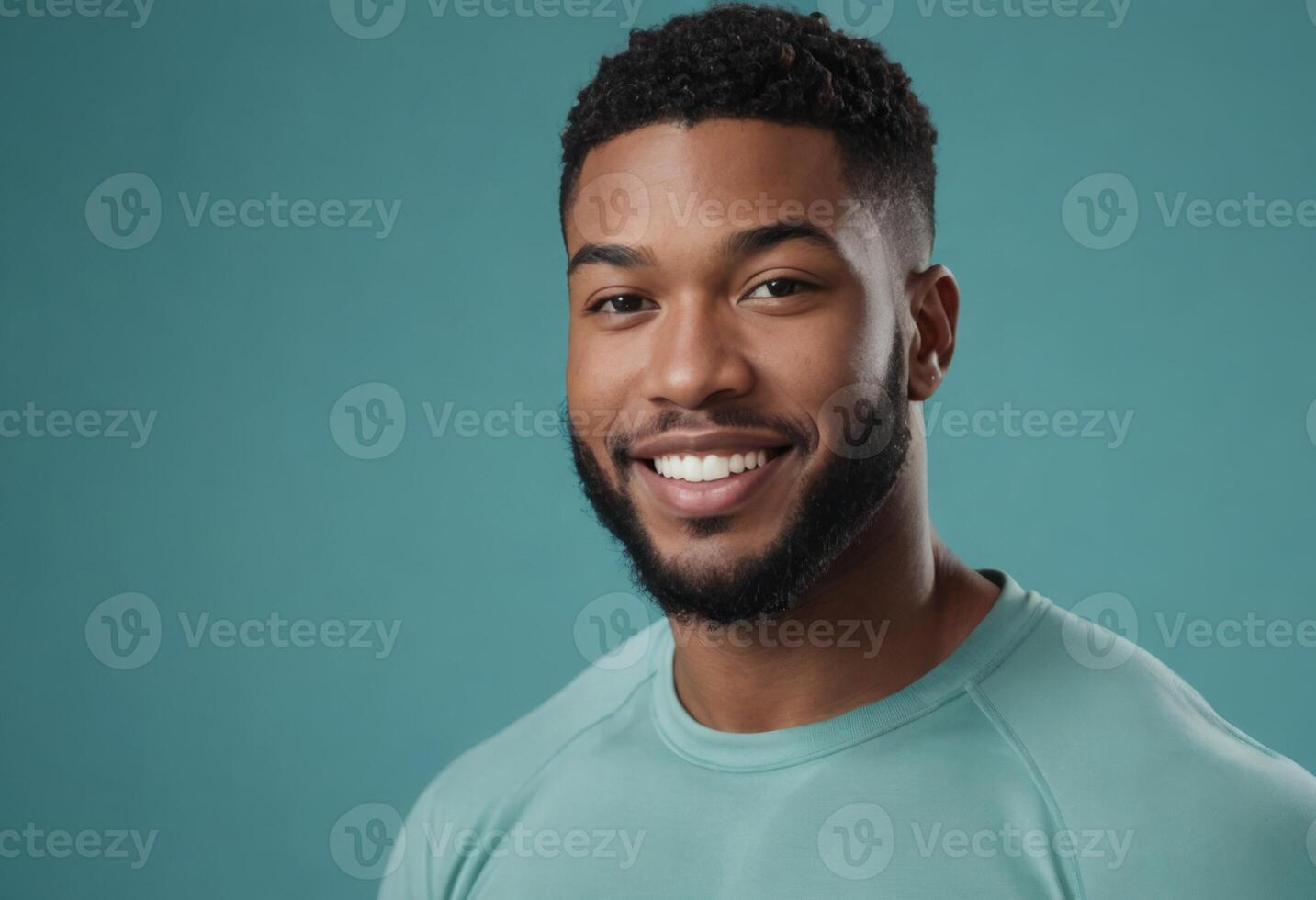 AI Generated Smiling Man in Casual Tee photo