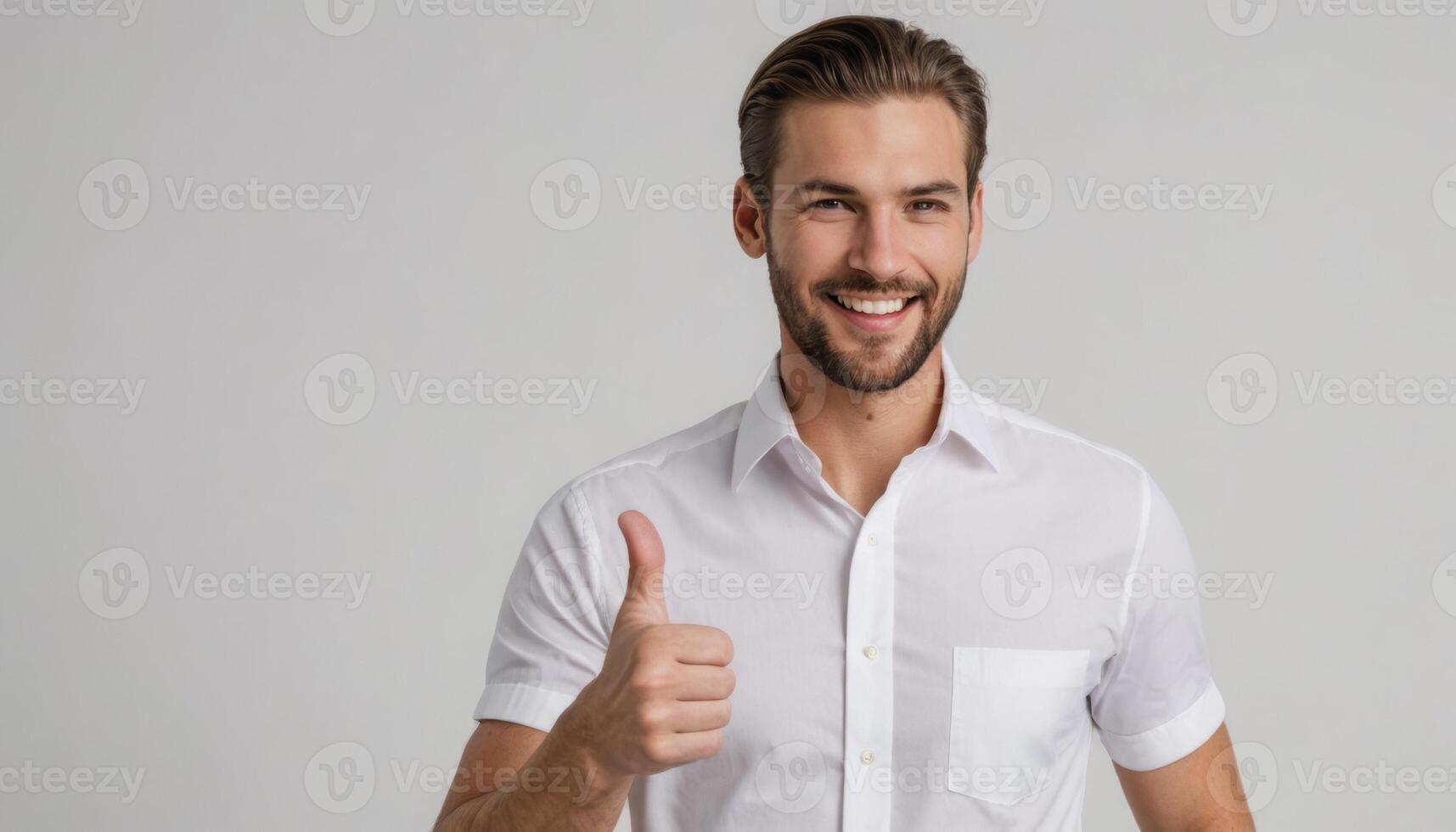 AI Generated Confident White Shirt Thumbs Up photo