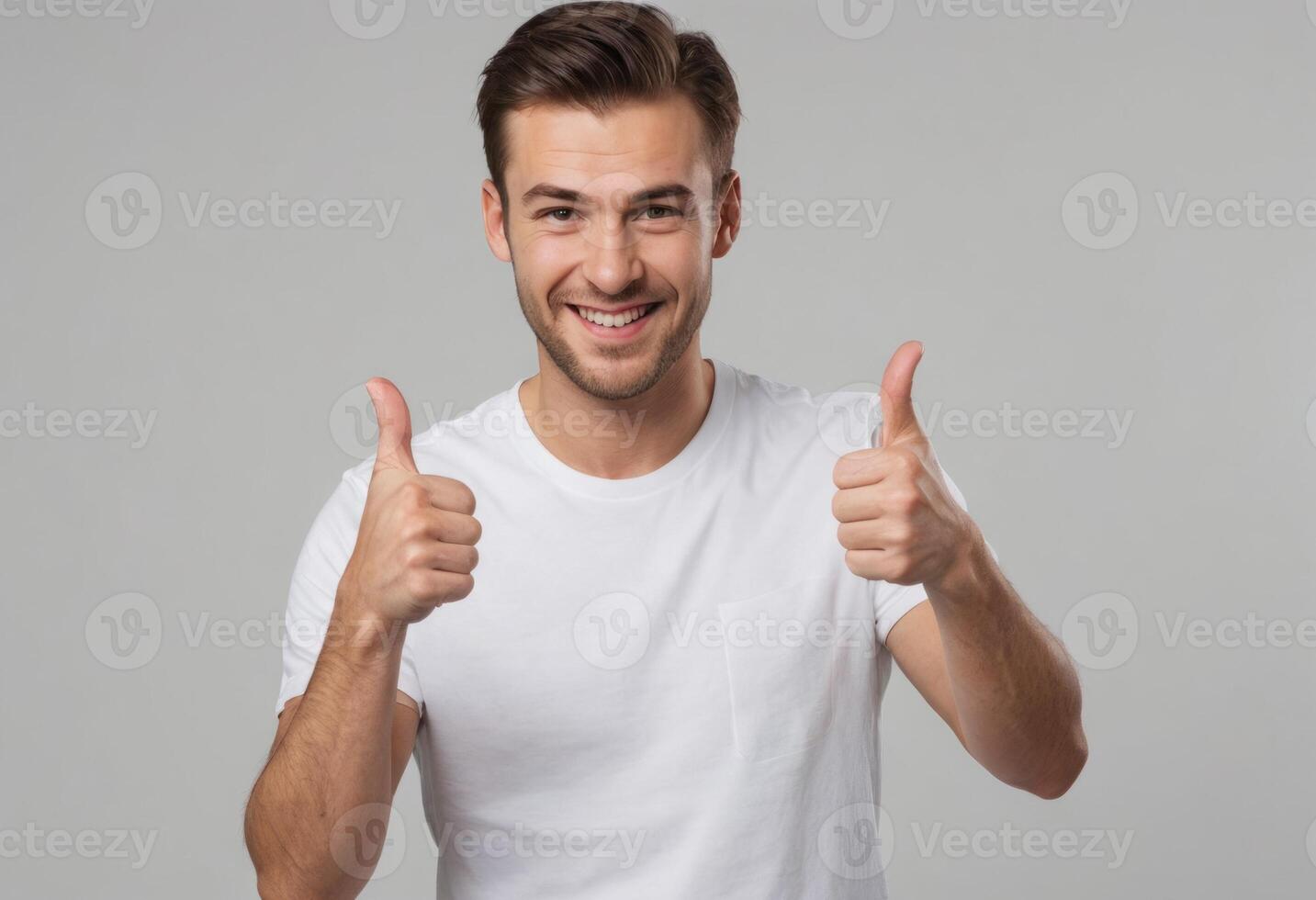 AI Generated Dual Thumbs Up in White photo