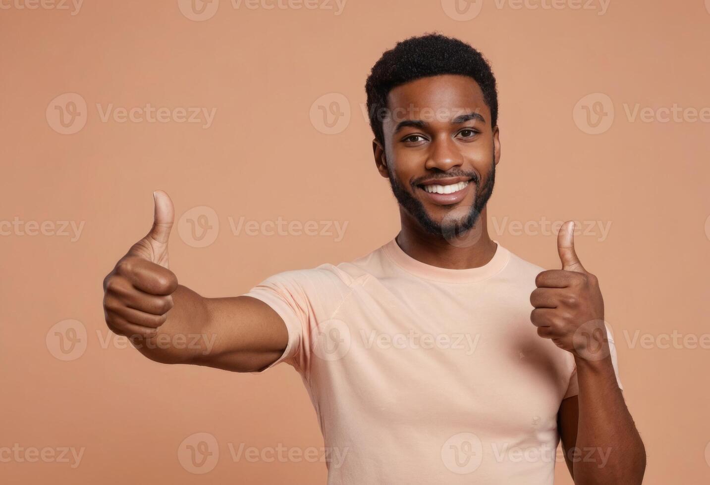AI Generated Charming Man with Double Thumbs Up photo
