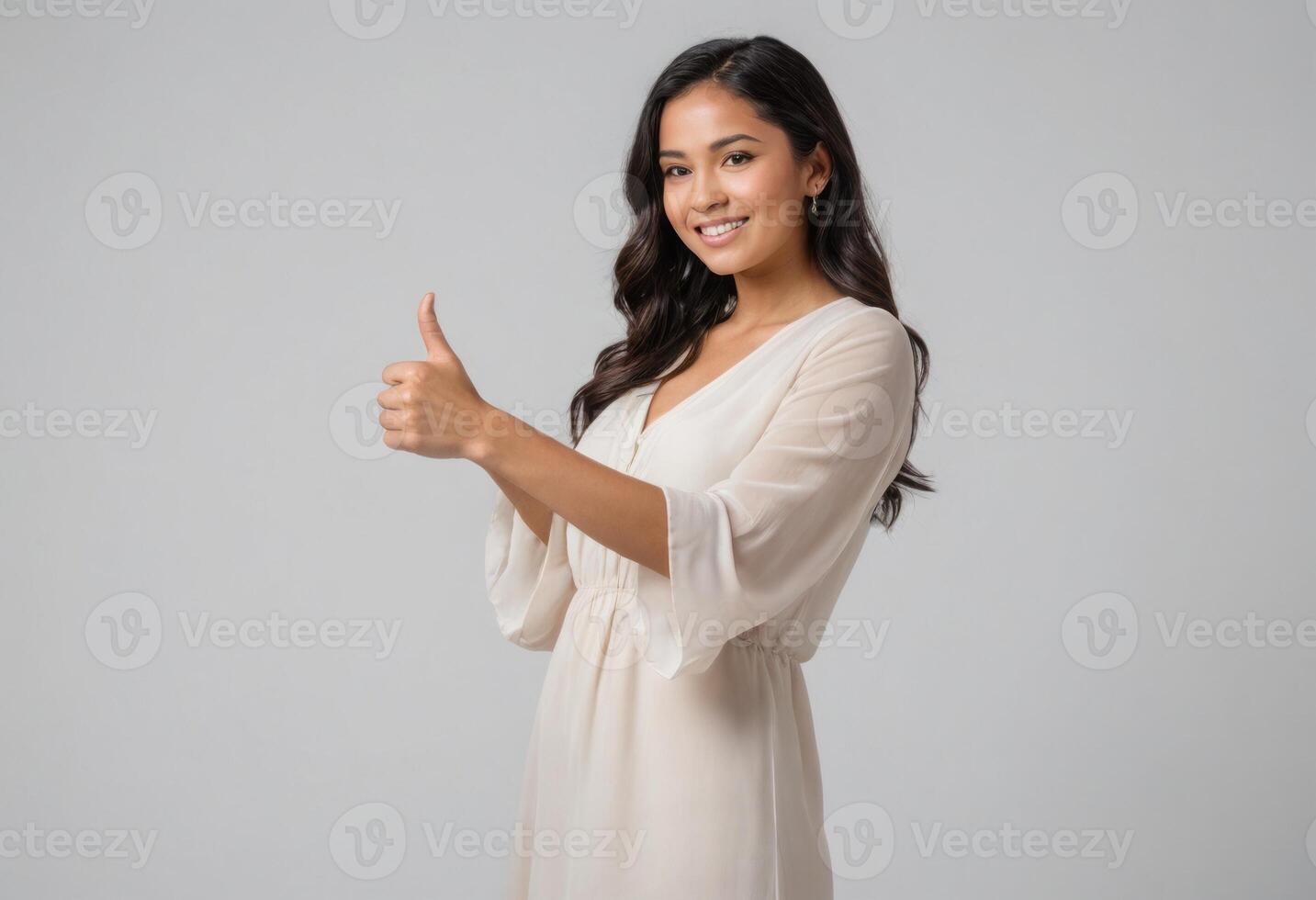 AI Generated Chic Woman Giving Thumbs Up photo