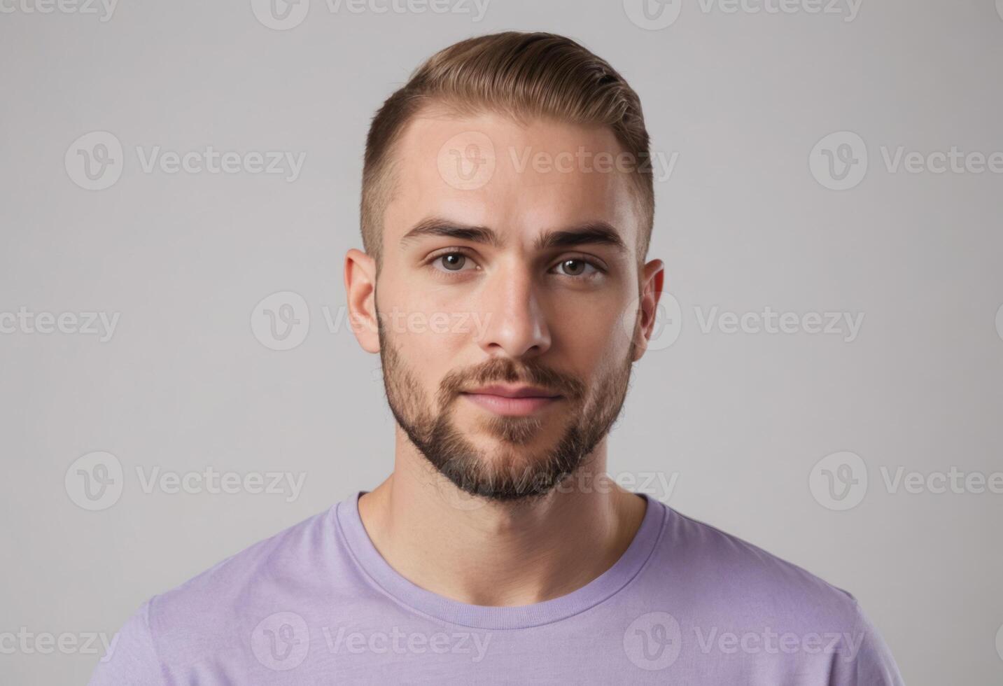 AI Generated Serious Man in Casual Attire photo