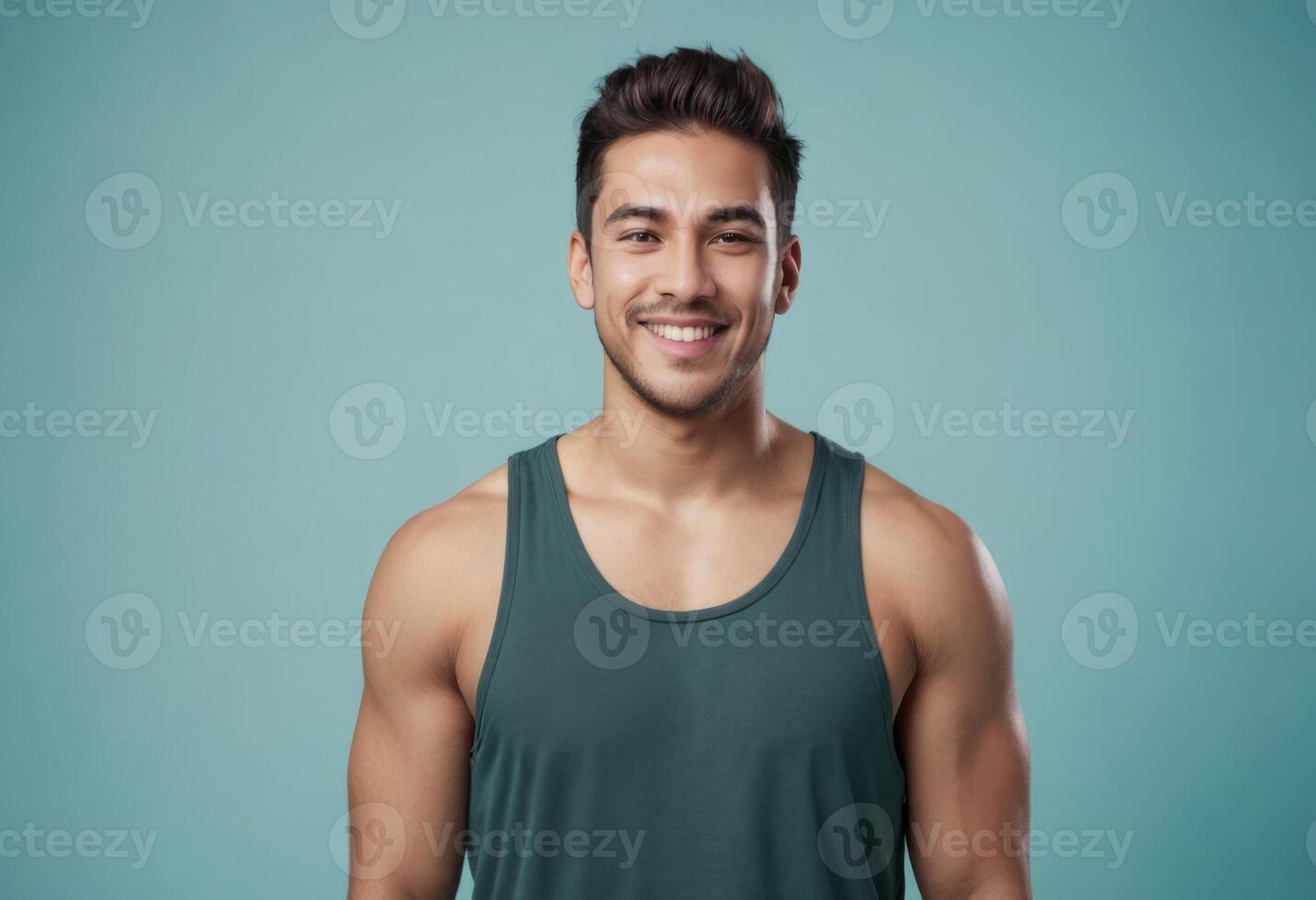AI Generated Cheerful Man in Tank Top photo