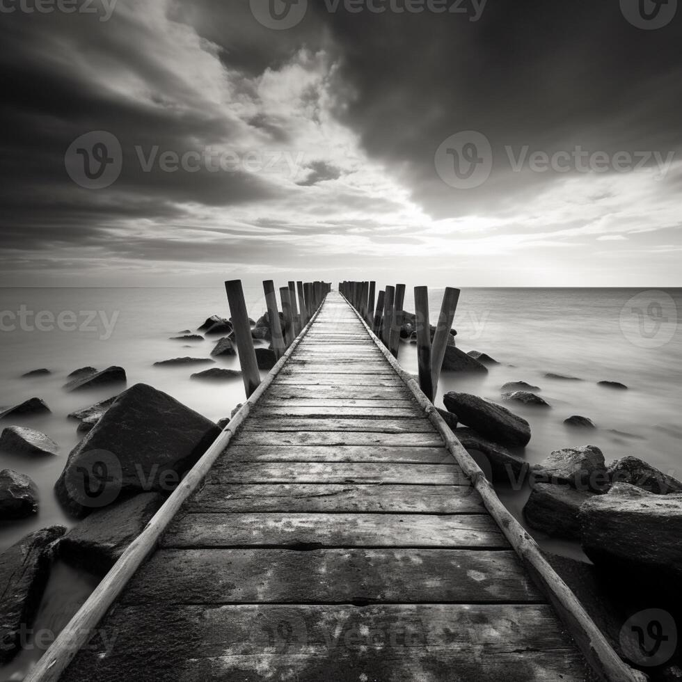 AI generated Beach black and white beautiful background beautiful image photo