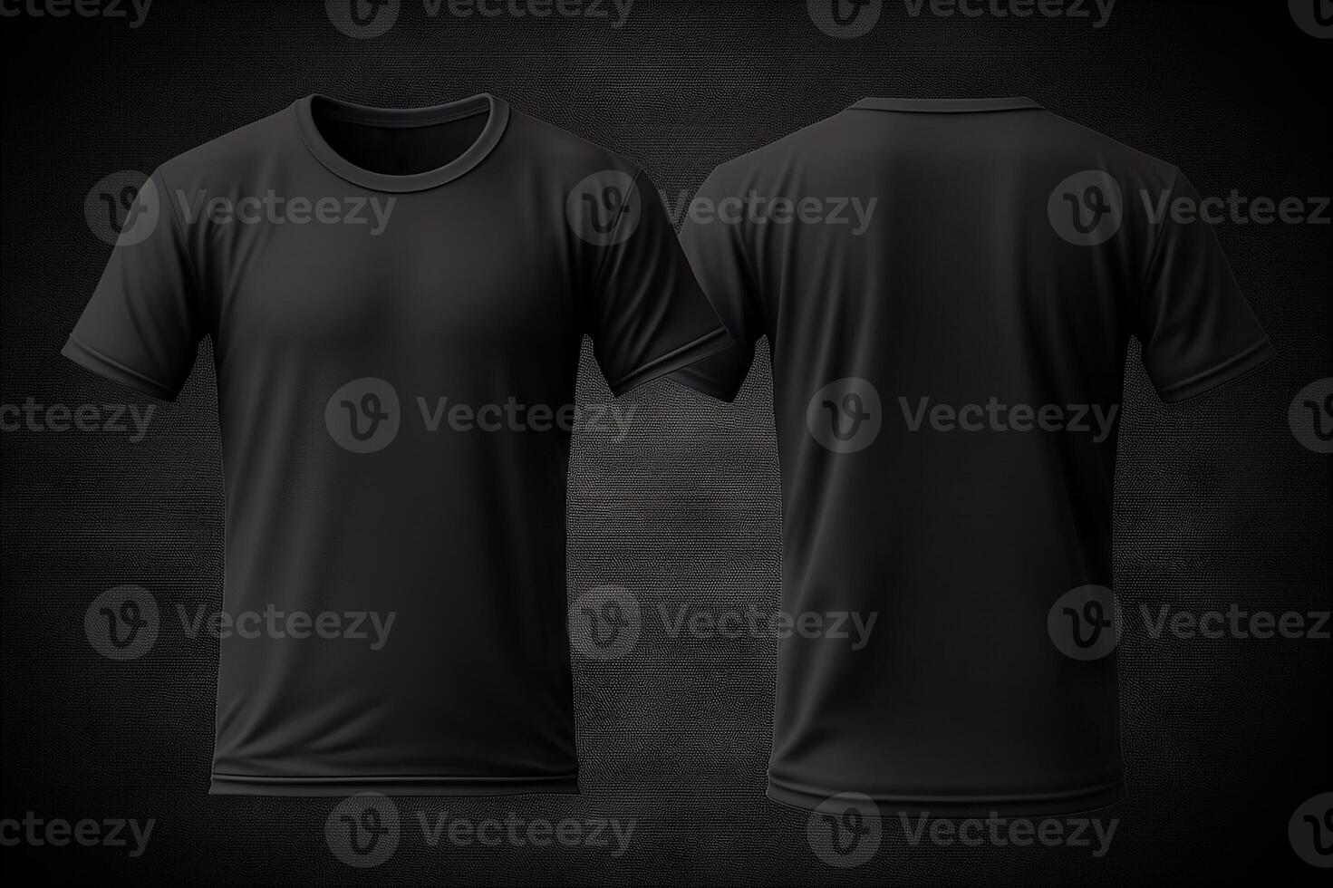 AI generated Versatile Black T-Shirt Mockup Front and Back Views of Attractive  Model. created with Generative AI photo