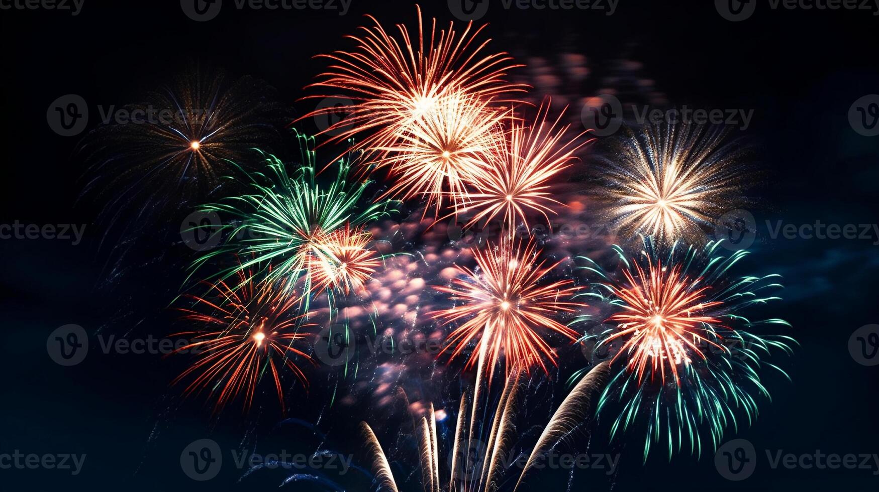 AI generated Spectacular Night Fireworks Display. created with Generative AI photo