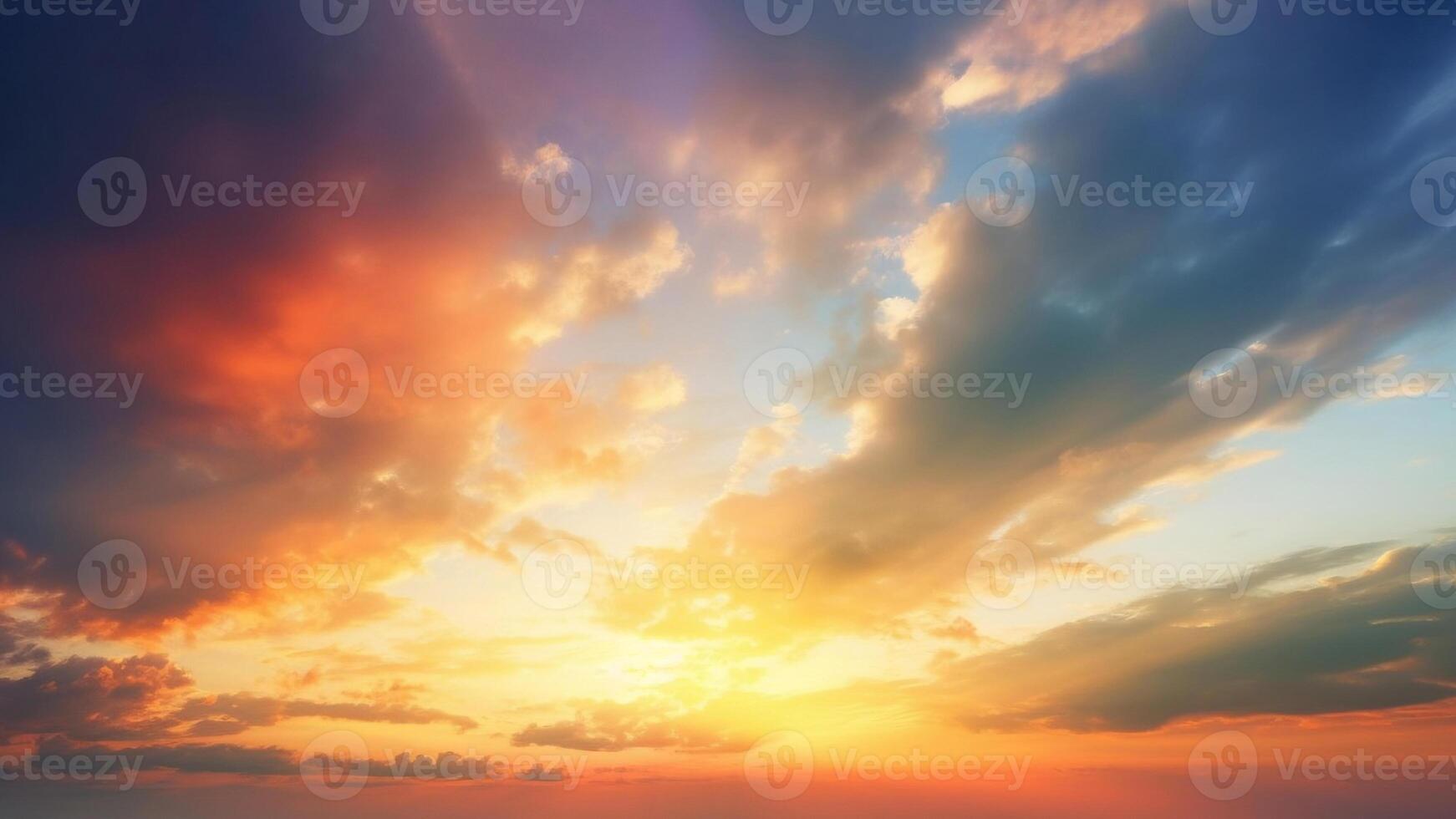 AI generated Dramatic Sunset and Sunrise Sky with Clouds. created with Generative AI photo