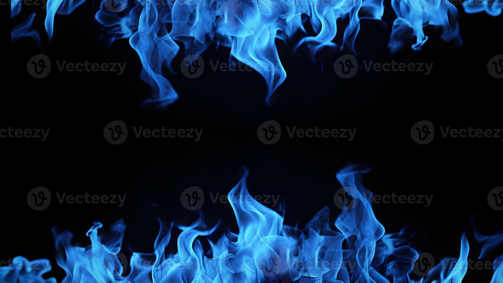 AI generated Blue Flames Fiery Beauty on a Black Background. created with Generative AI photo