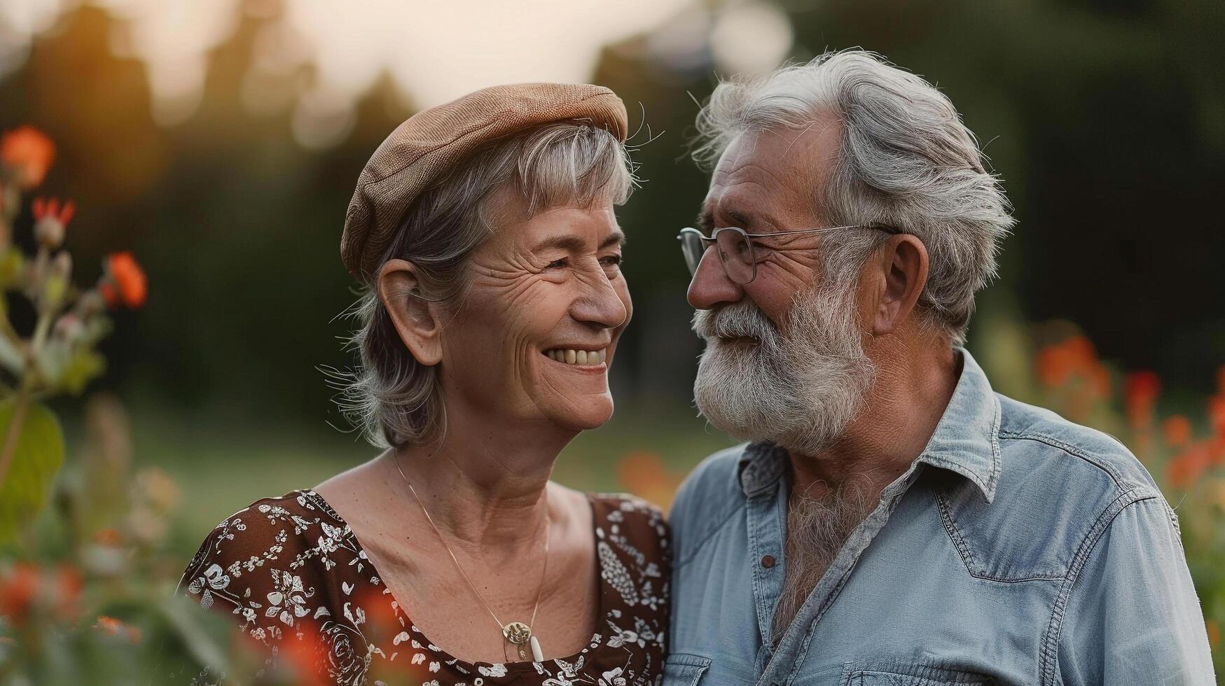 AI generated A senior couple staying active by gardening together photo