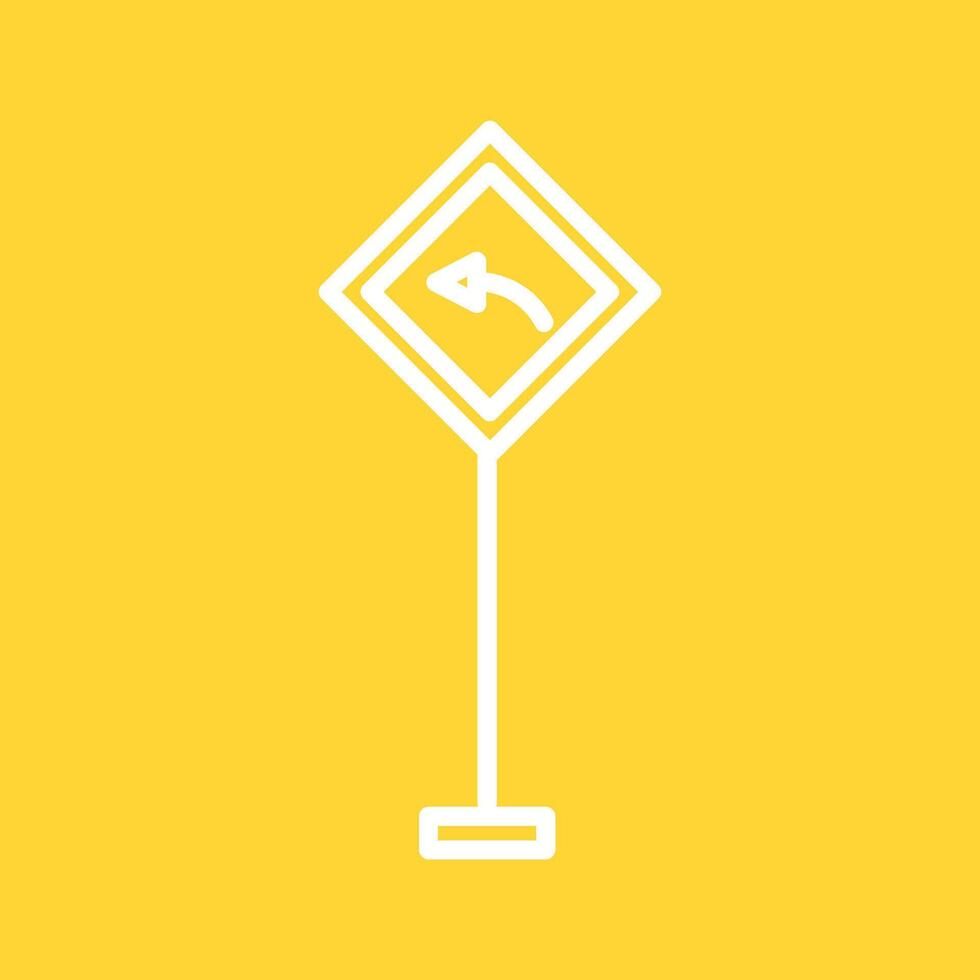 Left Turn Ahead Vector Icon