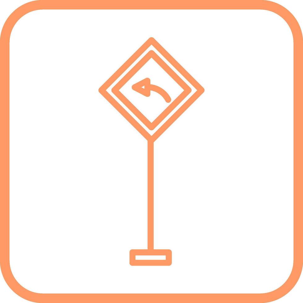 Left Turn Ahead Vector Icon