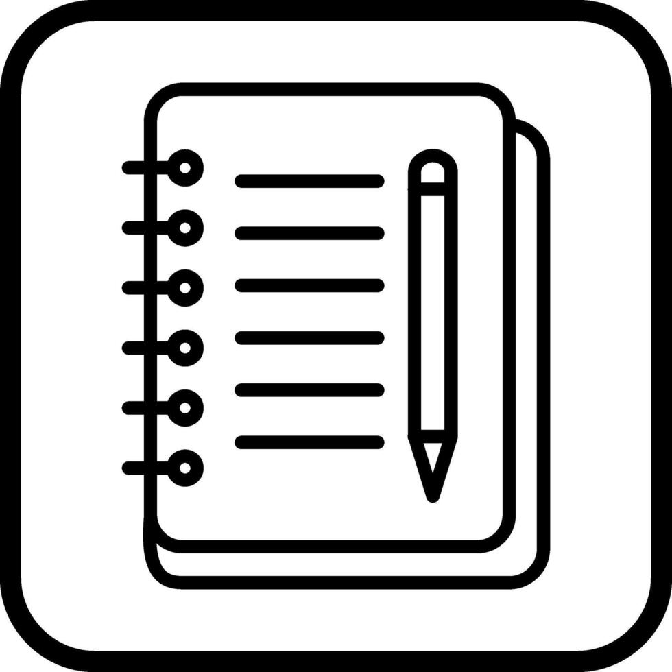 icono de vector de cuaderno y pluma